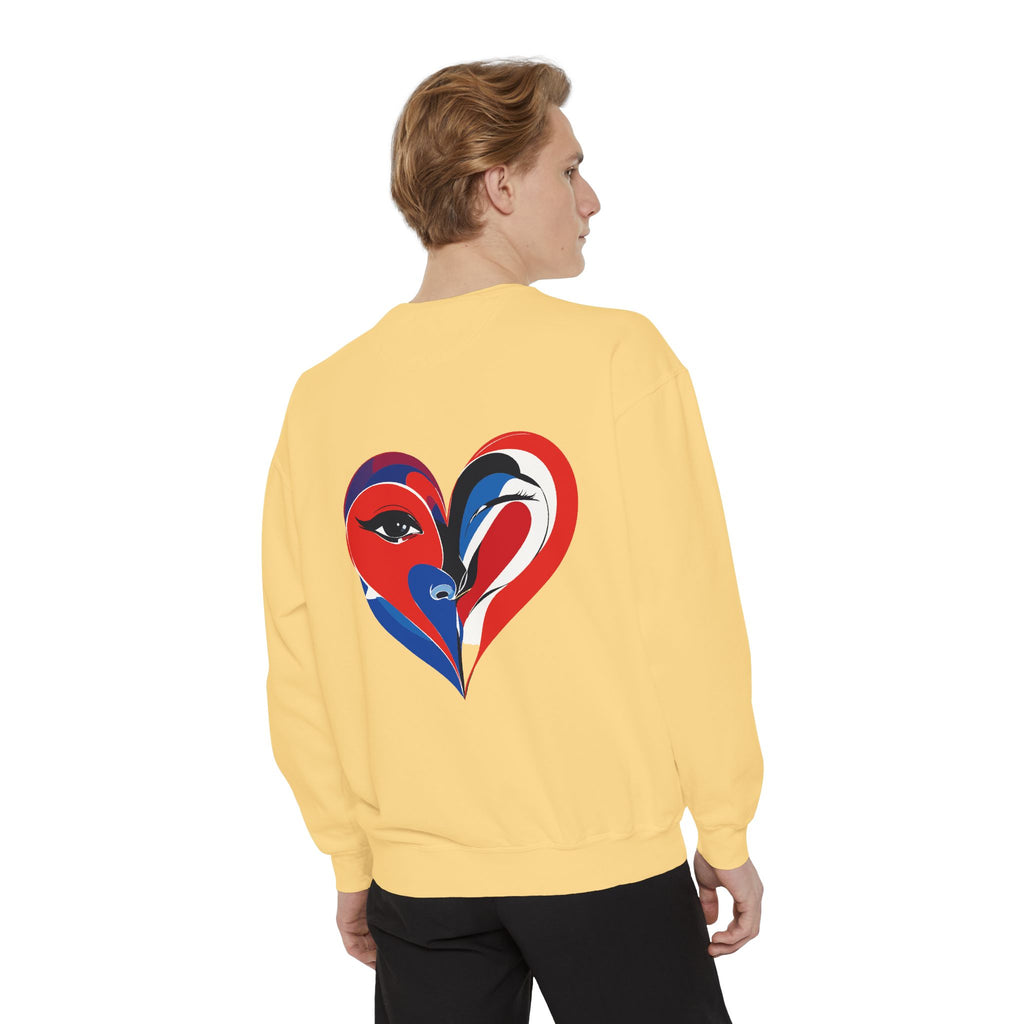 Heart Portrait Sweatshirt Artistic Dual-Face Love Graphic