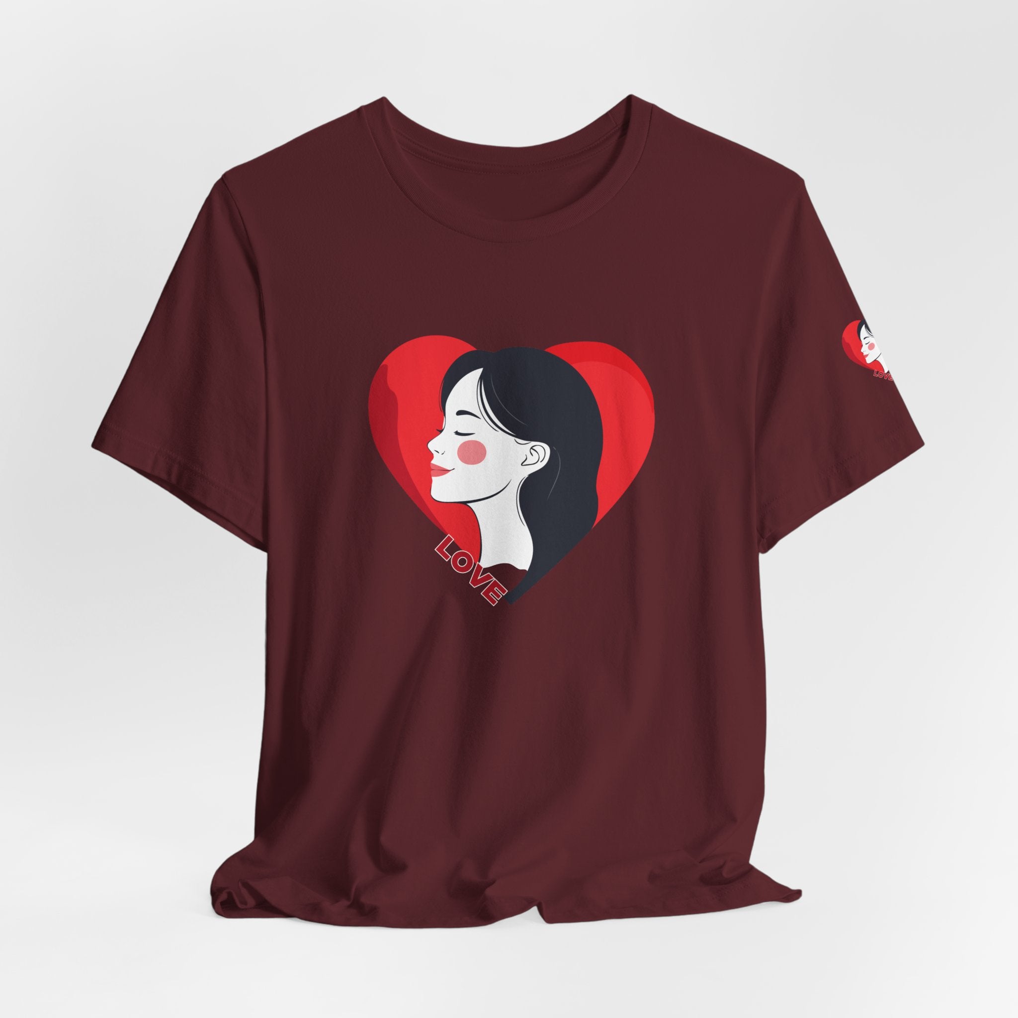 T-Shirt Retro Woman in Heart 'Love' Graphic Tee