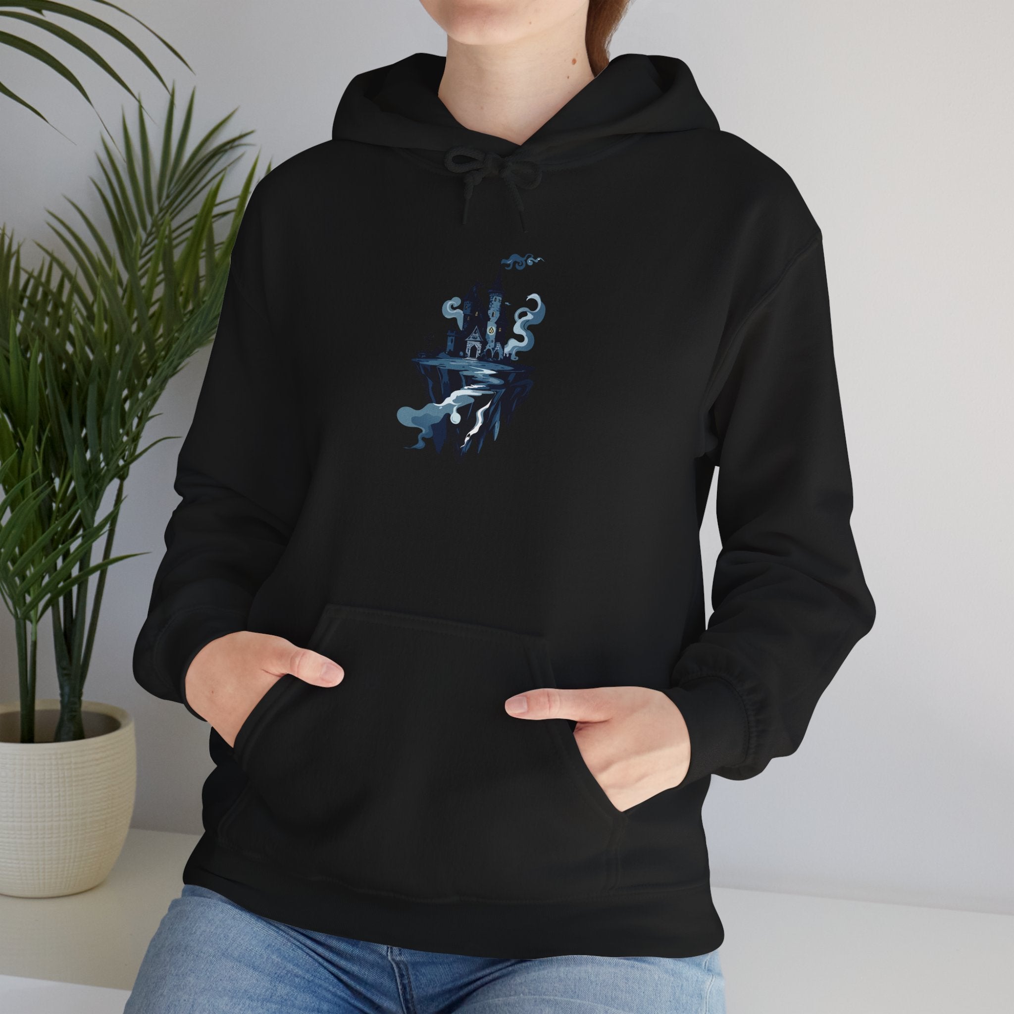 Castle Island Hoodie Floating Gothic Castle Graphic Hooded Sweatshirt