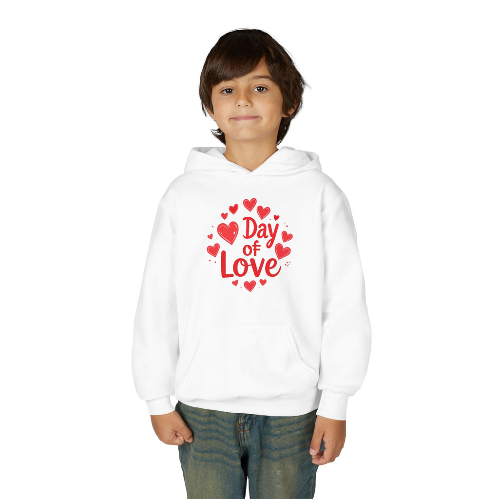 Youth Hoodie — "Day of Love" Kids Valentine’s Heart Pullover