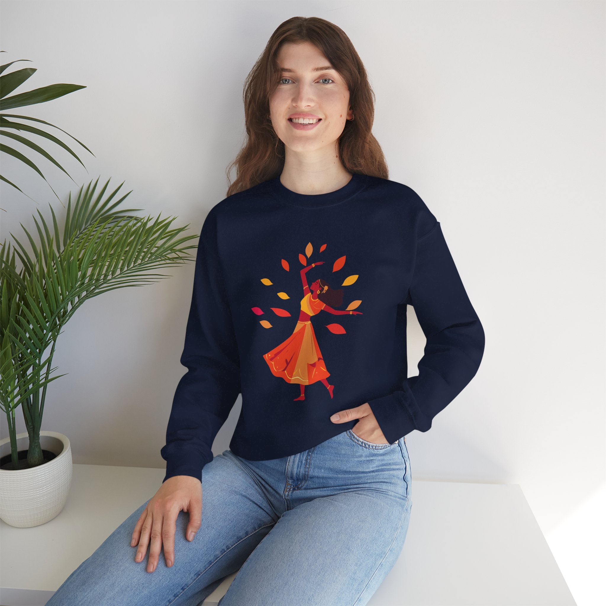 Autumn Dance Sweatshirt Fall Leaves Dancer Graphic Crewneck