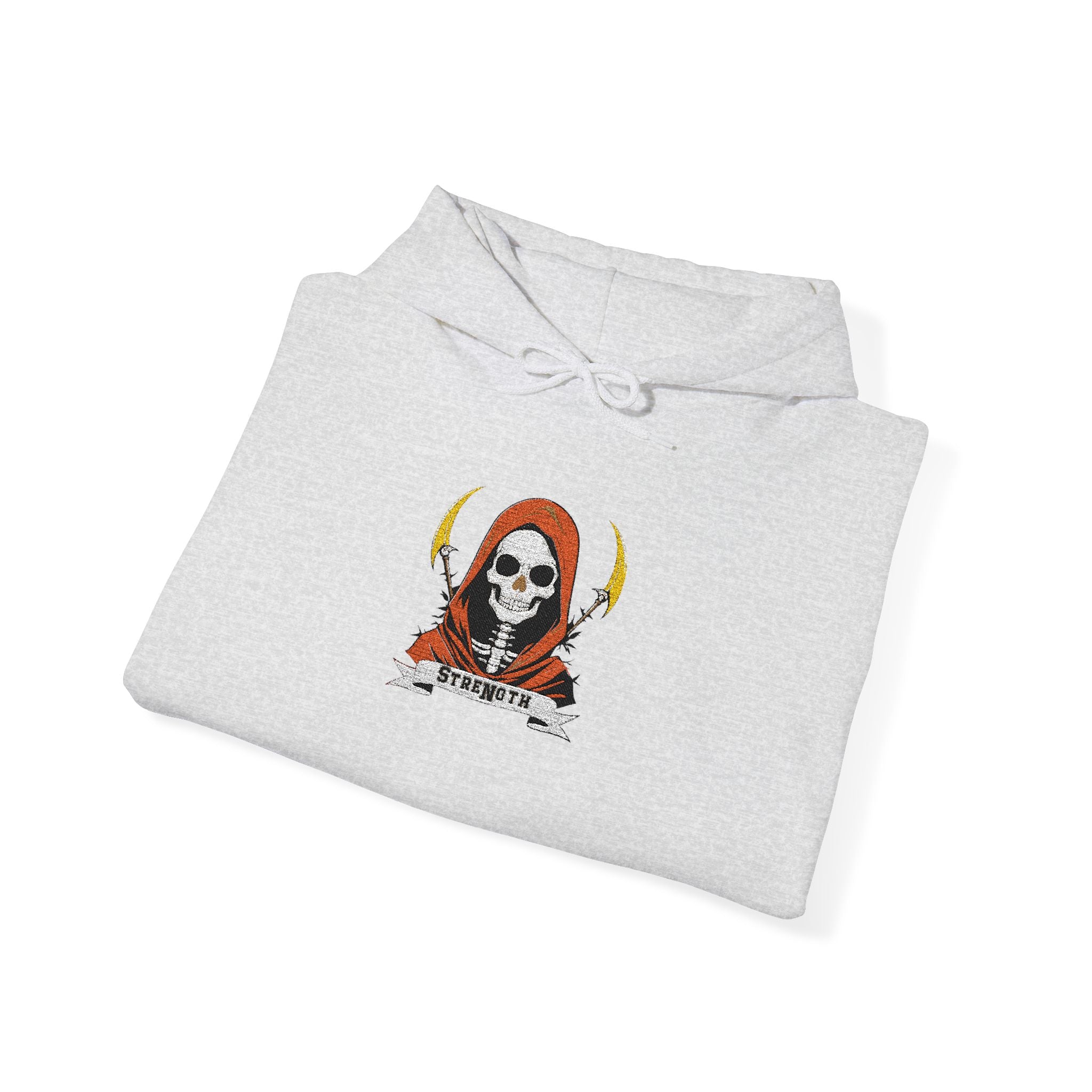 Embroidered Skull Reaper Hoodie Gothic Grim Reaper Graphic Sweatshirt