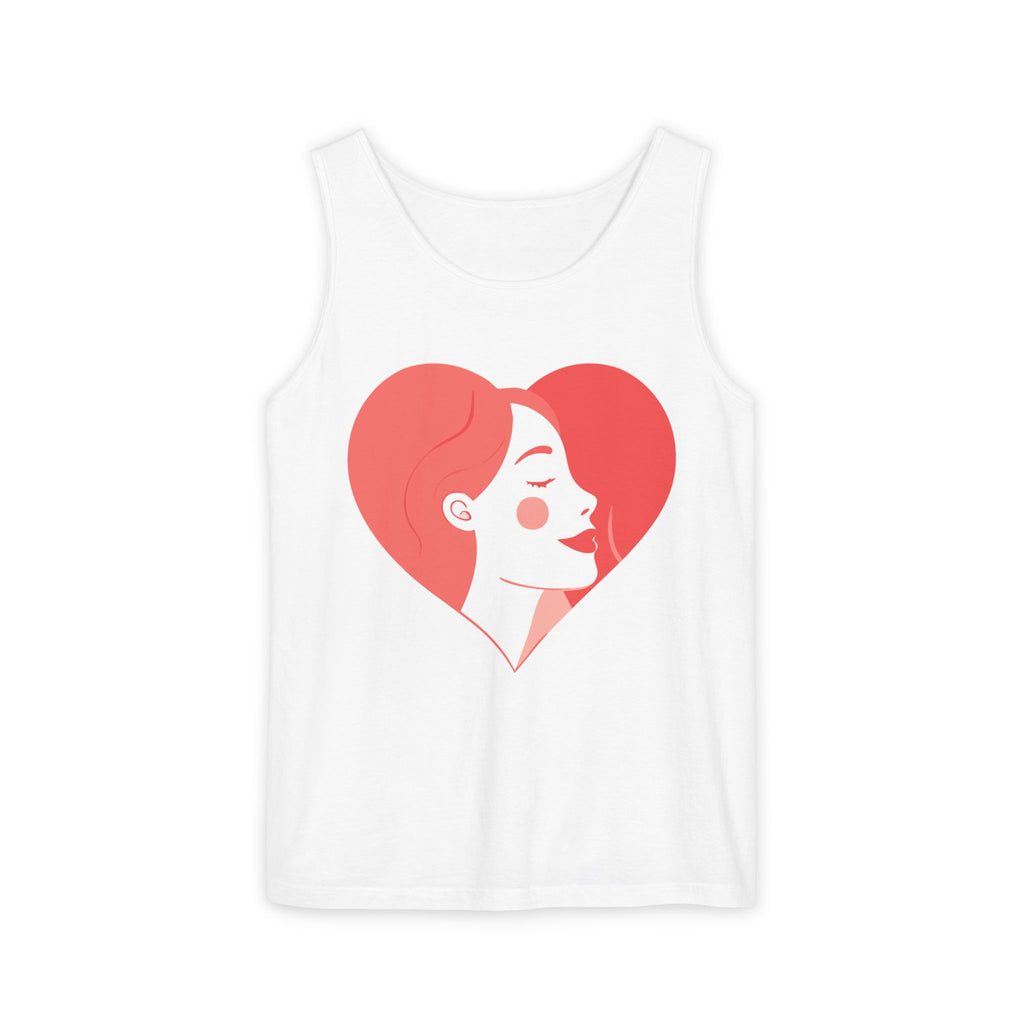 Heart Profile Tank Top — Minimal Feminine Love Graphic