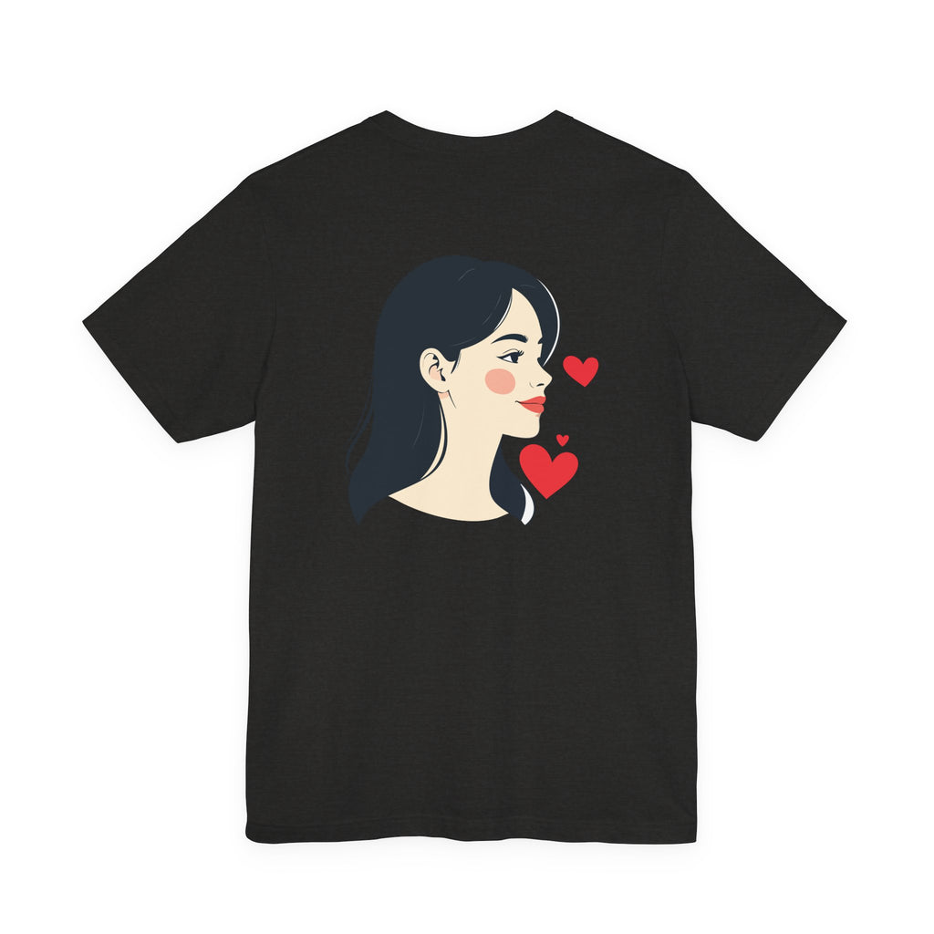 Heart Portrait Tee Romantic Face Heart Graphic T‑Shirt