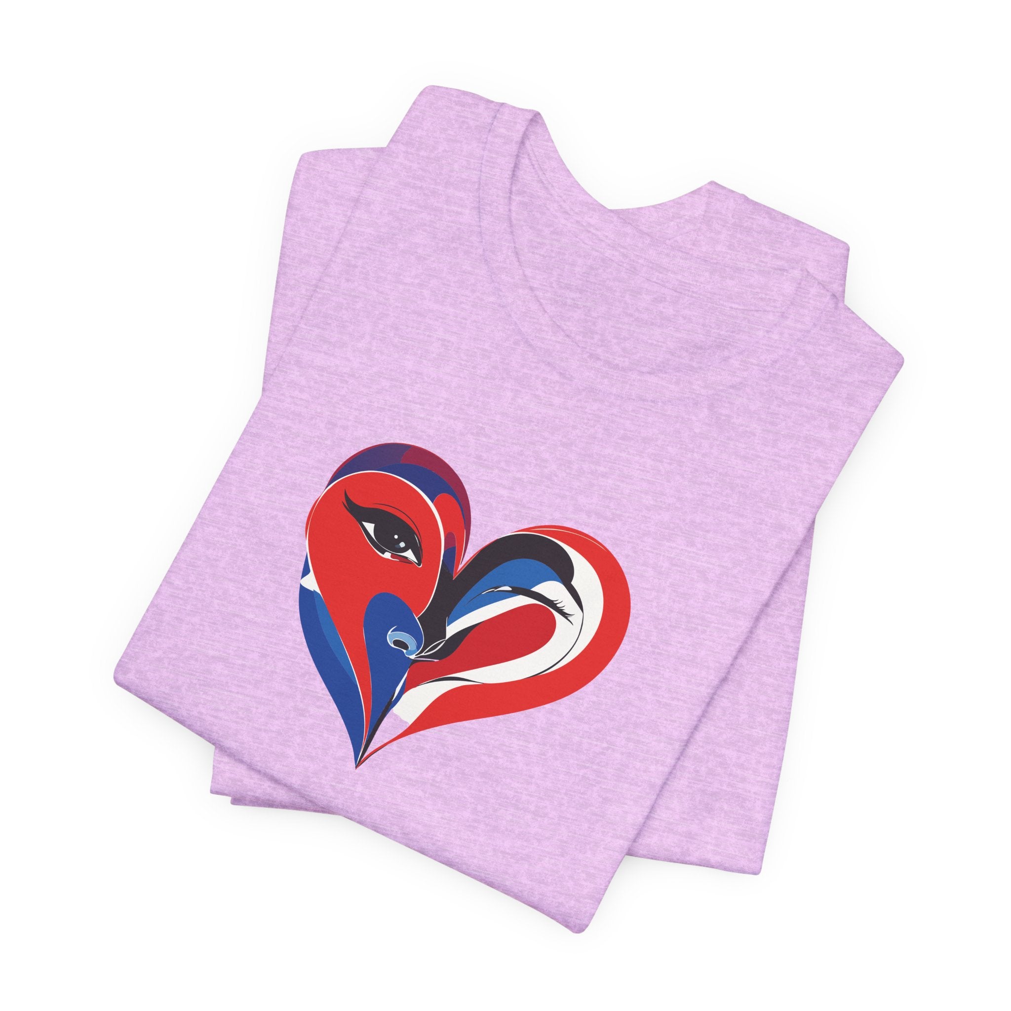 Heart Portrait Tee Romantic Face Heart Graphic T‑Shirt