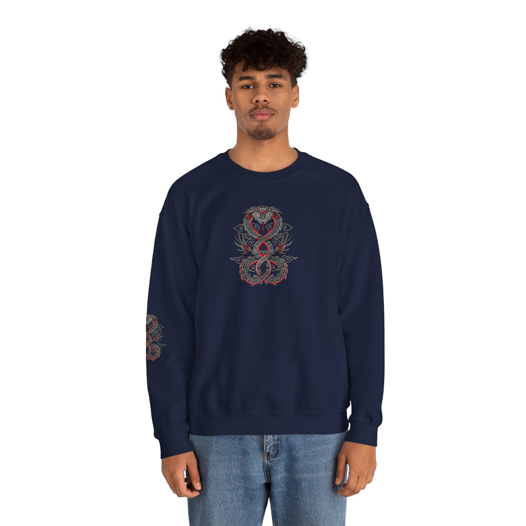 Dragon Ouroboros Crewneck Sweatshirt Gothic Snake Infinity Design