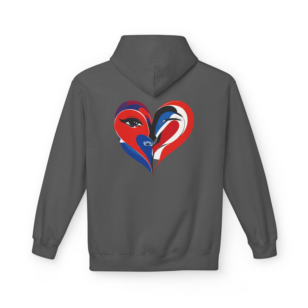 Patriotic Heart Face Hoodie Red White Blue Love Graphic