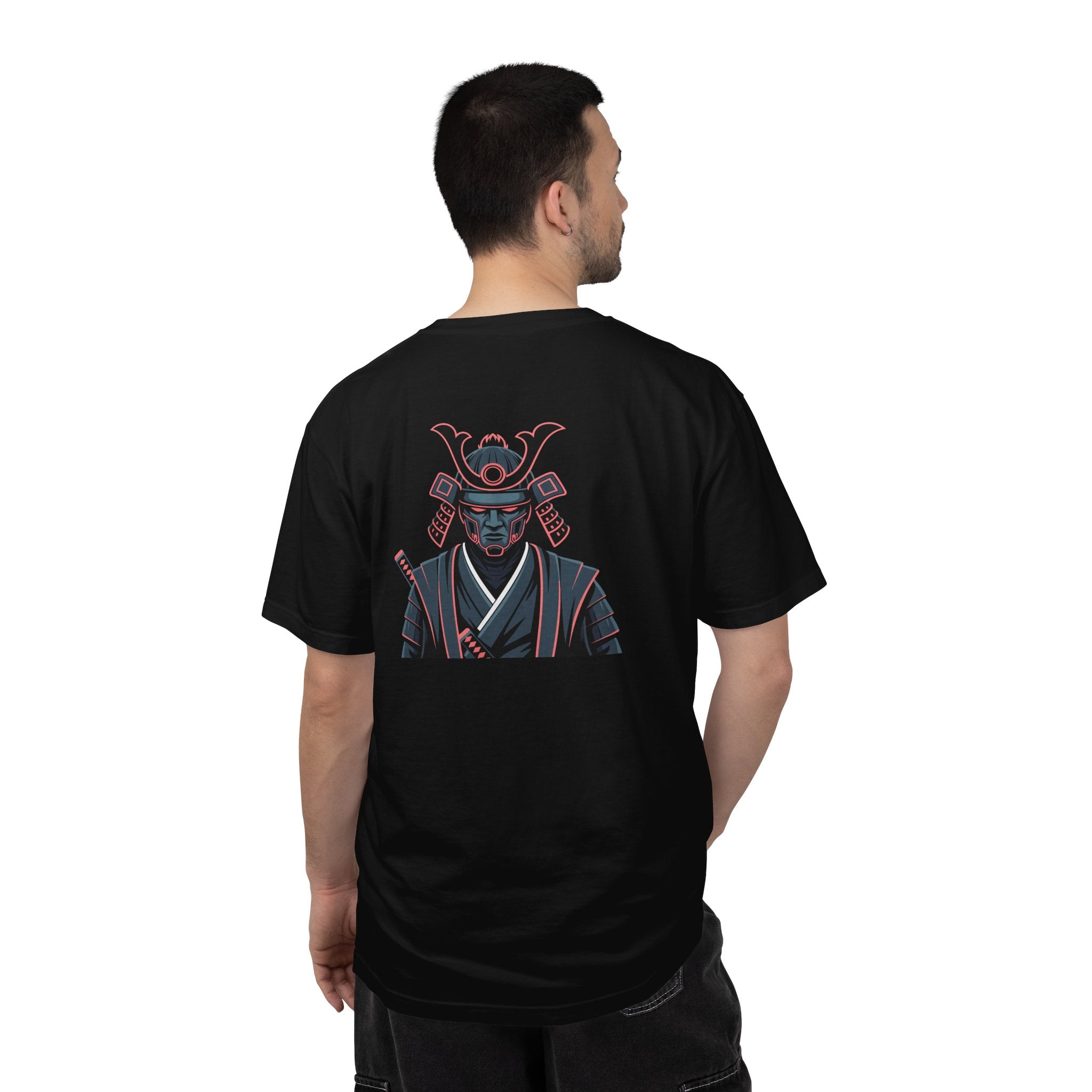 Samurai Warrior Graphic T-Shirt Retro Neon Japanese Armor Tee