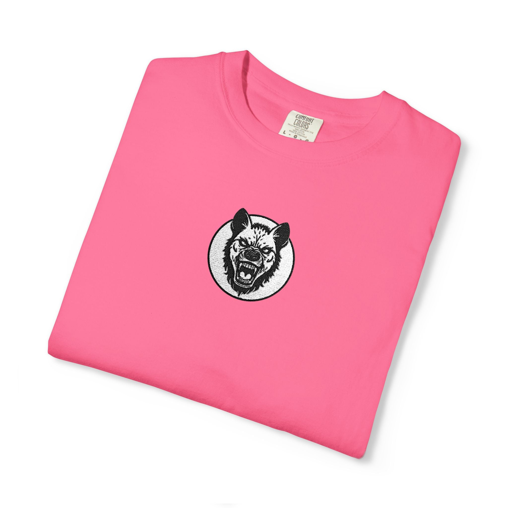 Embroidered Hyena Crest Vintage Logo T-Shirt - Minimal Animal Emblem Tee