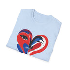 Heart Face Graphic T‑Shirt Red & Blue Abstract Love Design