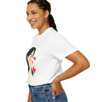 T-Shirt — Minimal Cute Girl Profile with Hearts Graphic