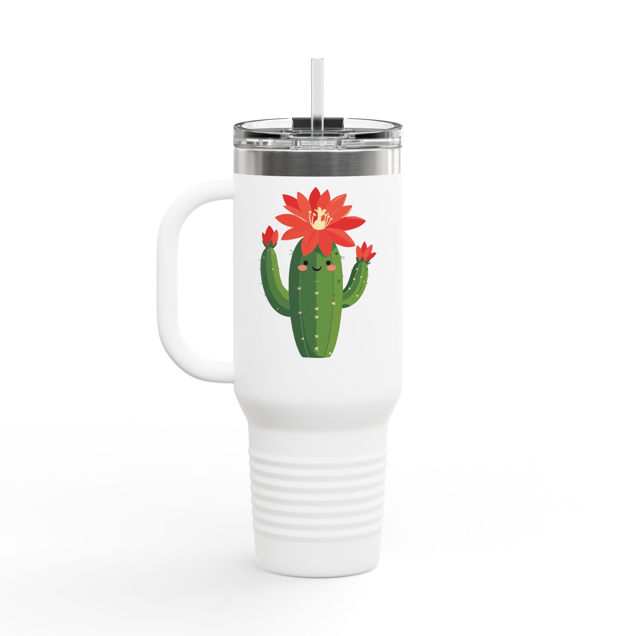 Cactus Flower 40oz Insulated Travel Mug Cute Sunny Succulent Tumbler
