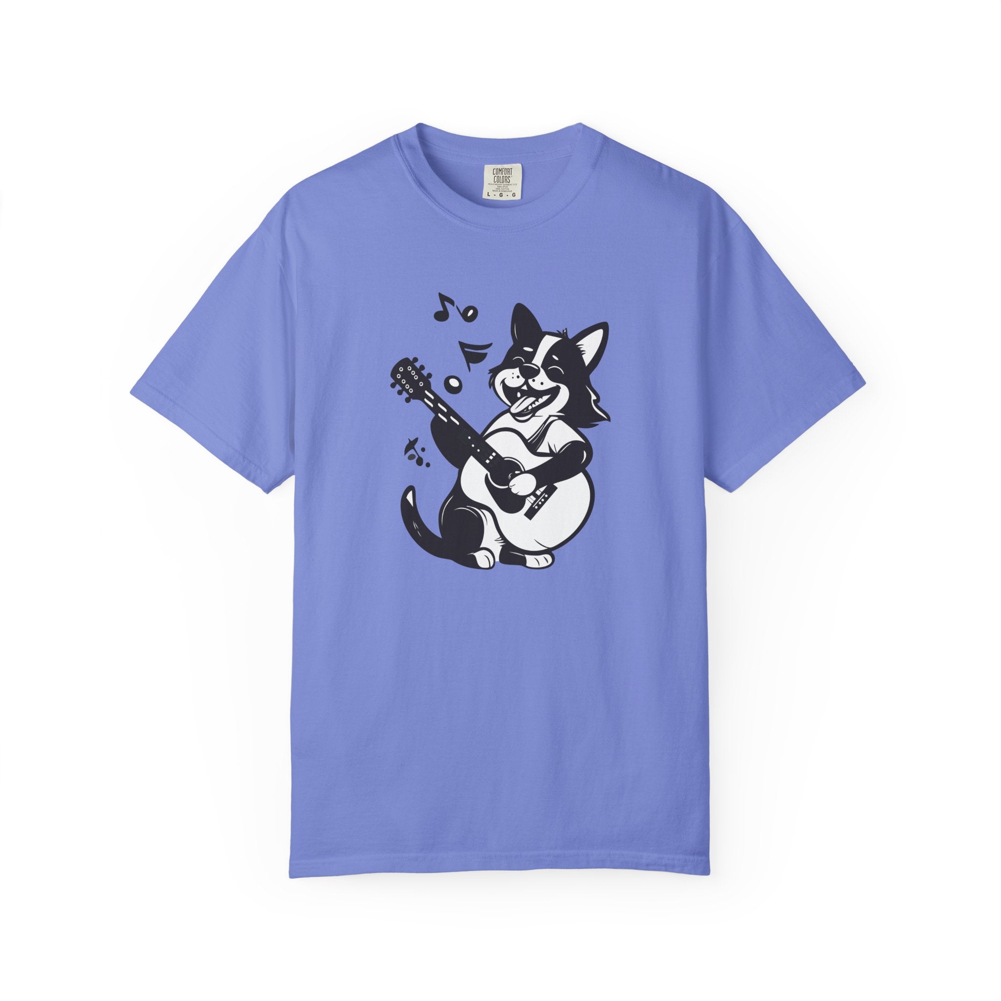 Corgi Playing Guitar T-Shirt  Cute Musical Dog Tee Rockstar Design