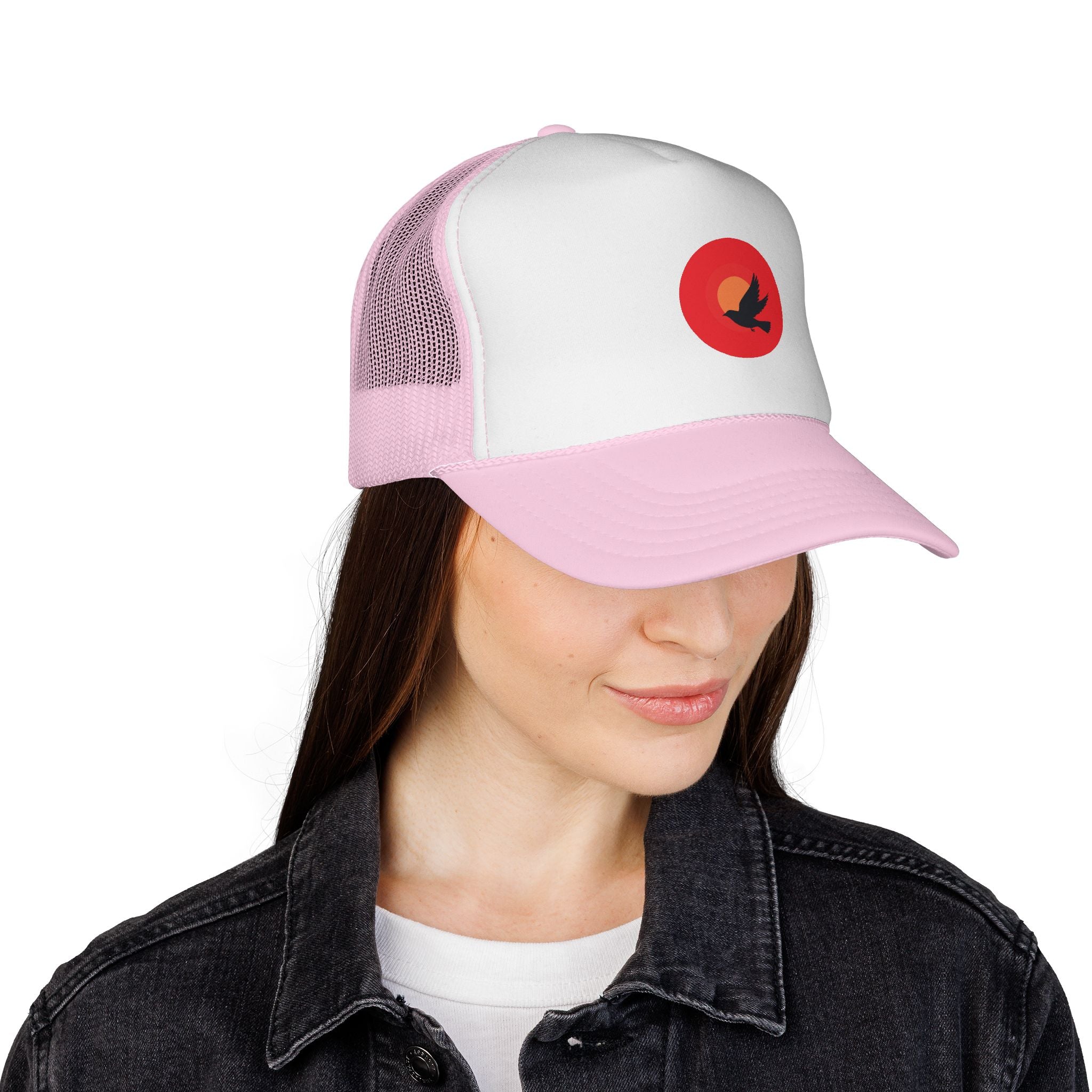 Sunset Bird Trucker Cap | Minimal Nature Logo, Mesh Back Hat