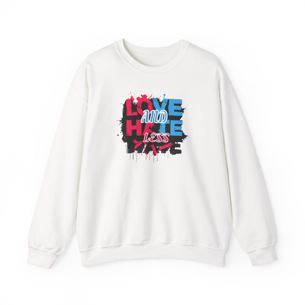 Crewneck Sweatshirt 'Love and Less Hate' Graffiti Heart Design