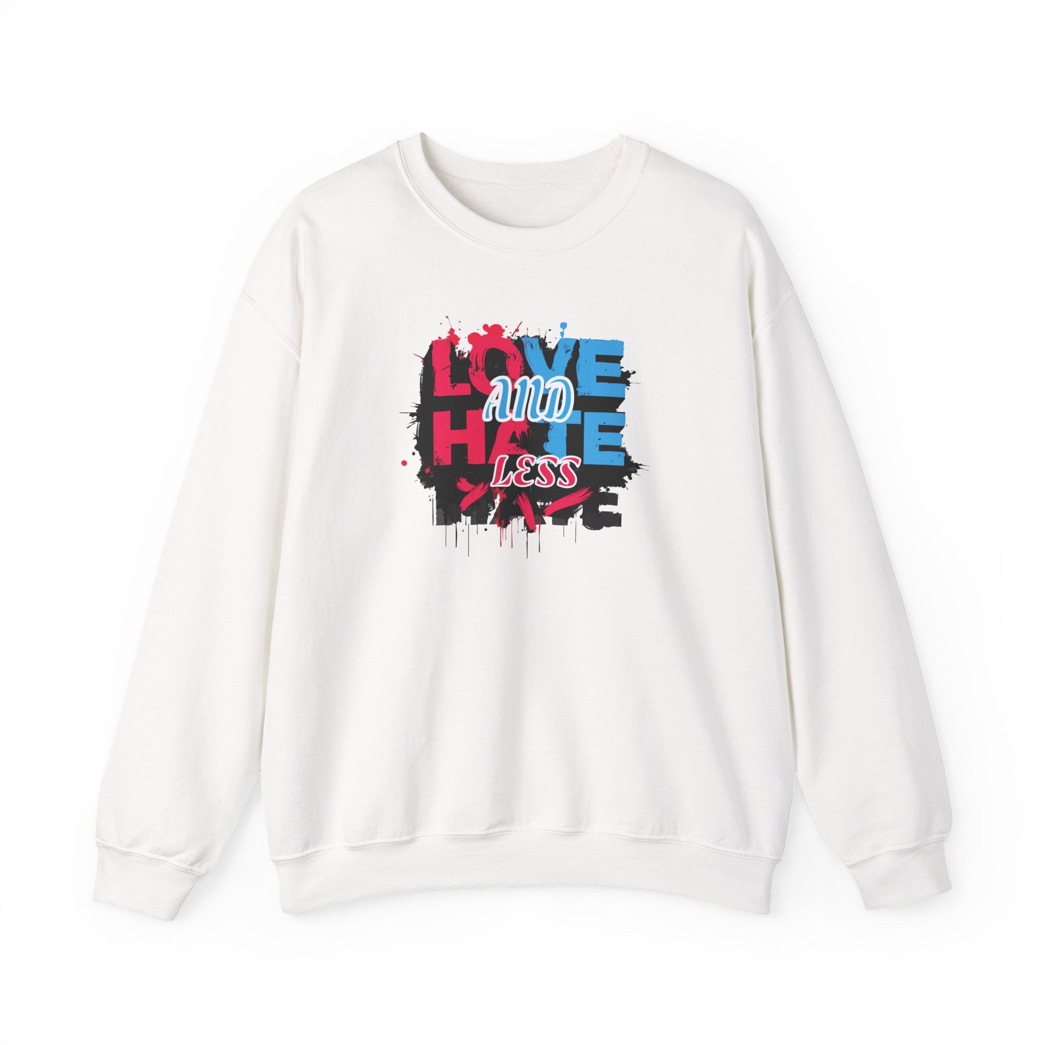 Crewneck Sweatshirt 'Love and Less Hate' Graffiti Heart Design