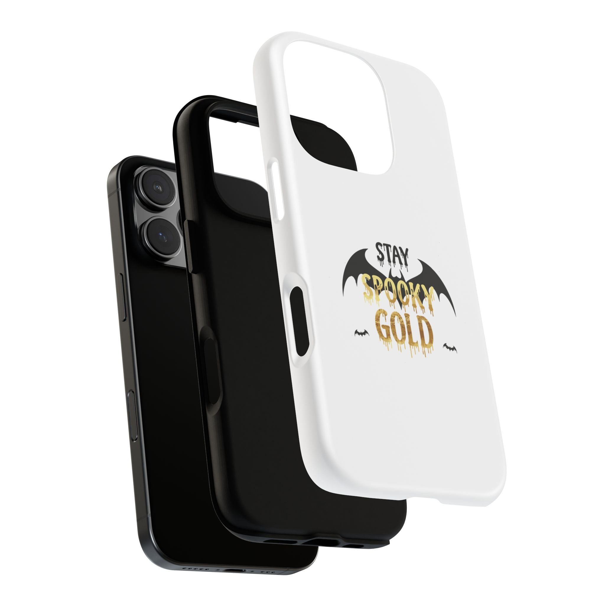 Stay Spooky Gold Phone Case Halloween Bat Design
