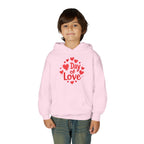 Youth Hoodie — "Day of Love" Kids Valentine’s Heart Pullover