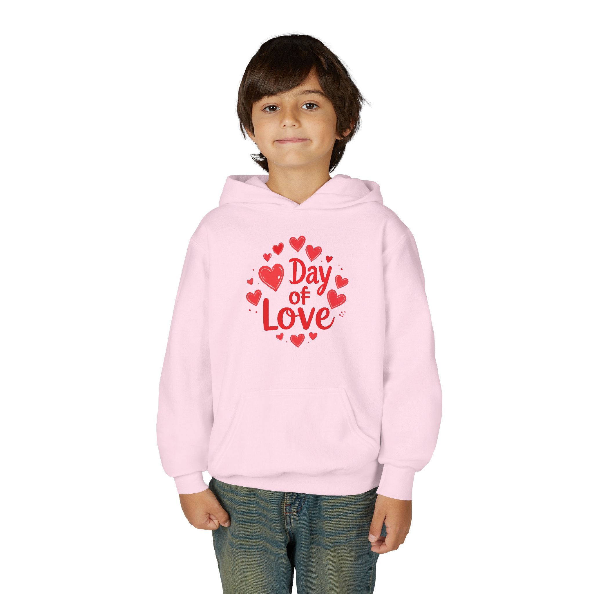 Youth Hoodie — "Day of Love" Kids Valentine’s Heart Pullover