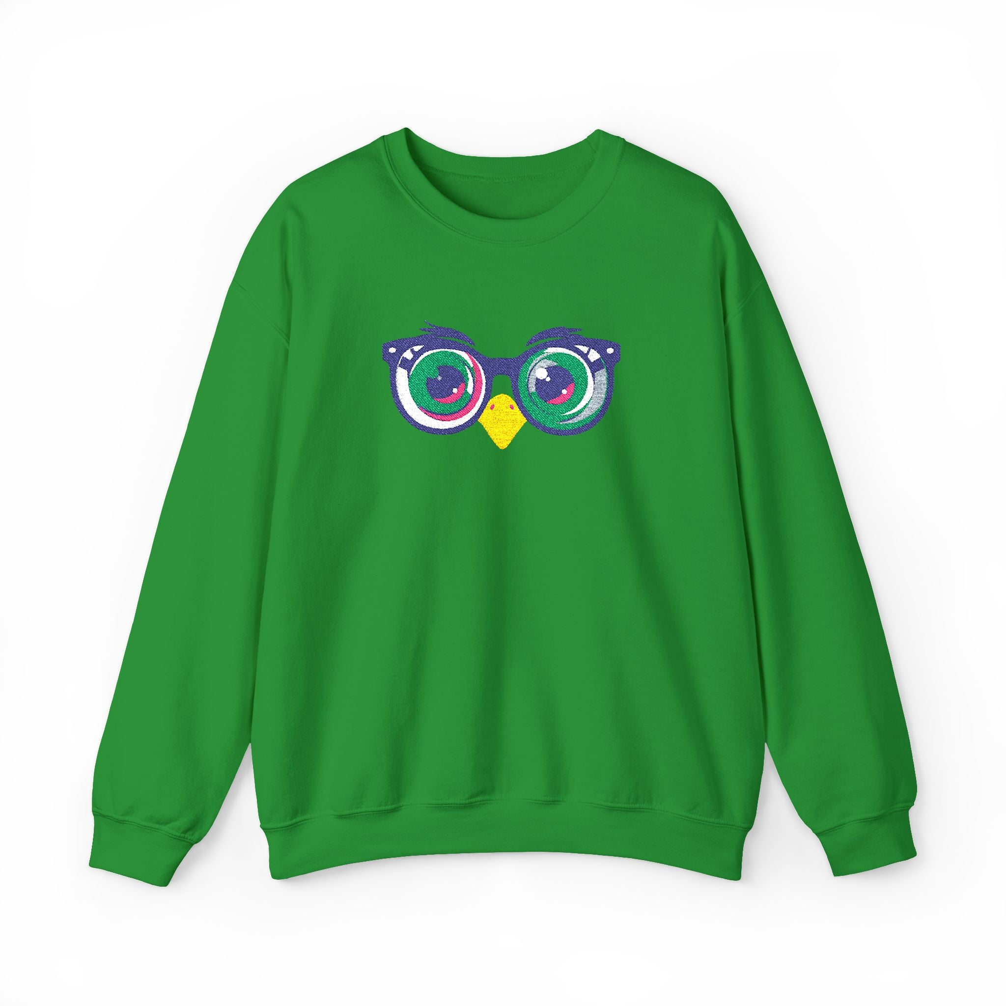 Owl Glasses Sequin Crewneck Sweatshirt Whimsical Sparkle Pullover