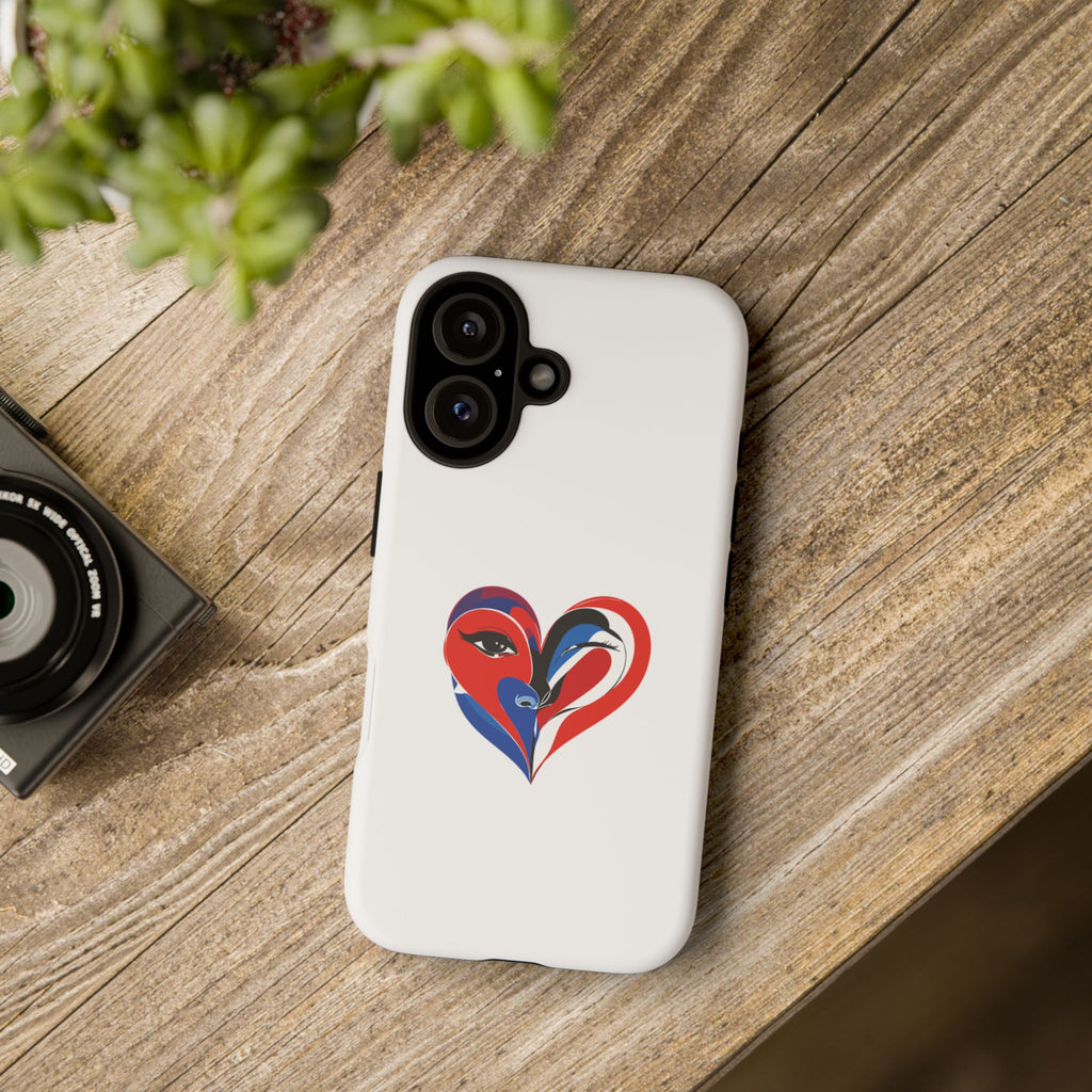 Heart Face Phone Case Red & Blue Abstract Love Design