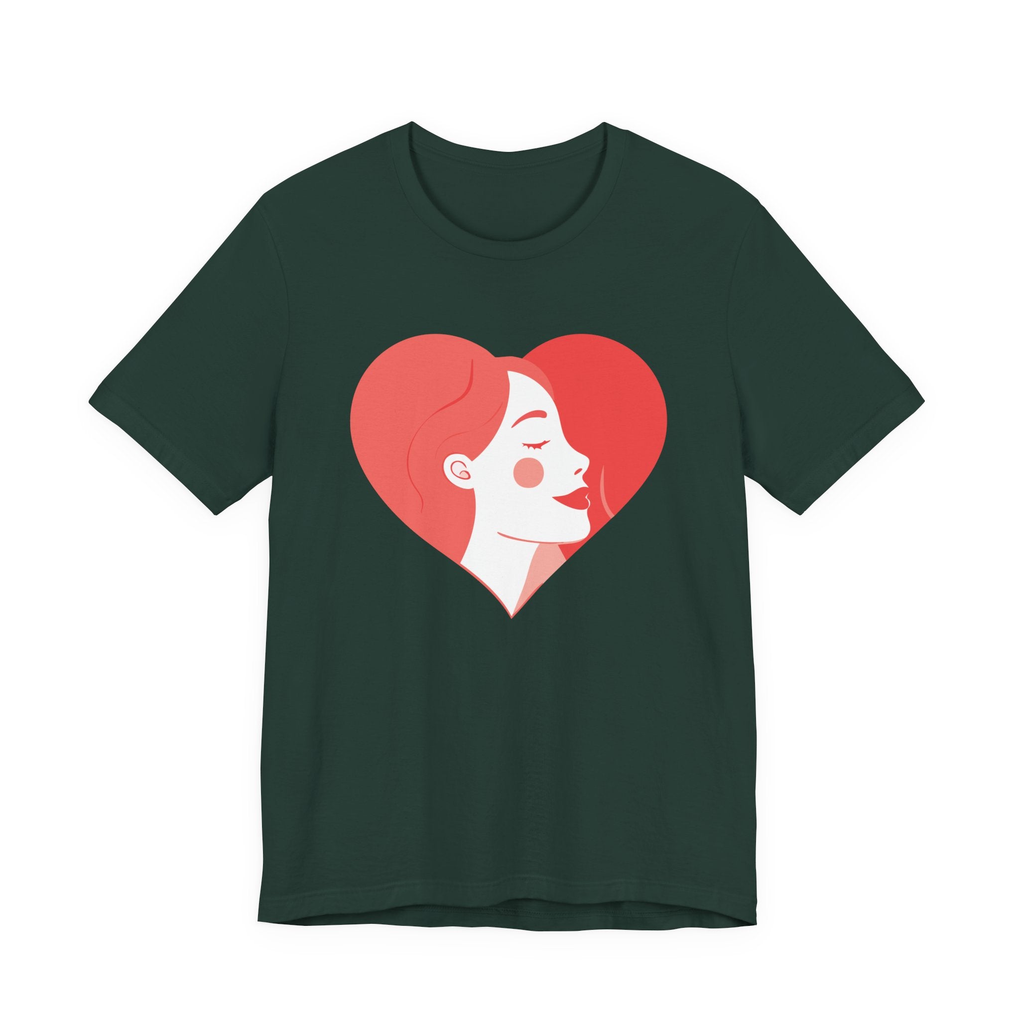 Heart Profile Tee - Minimal Romantic Woman Illustration T-Shirt