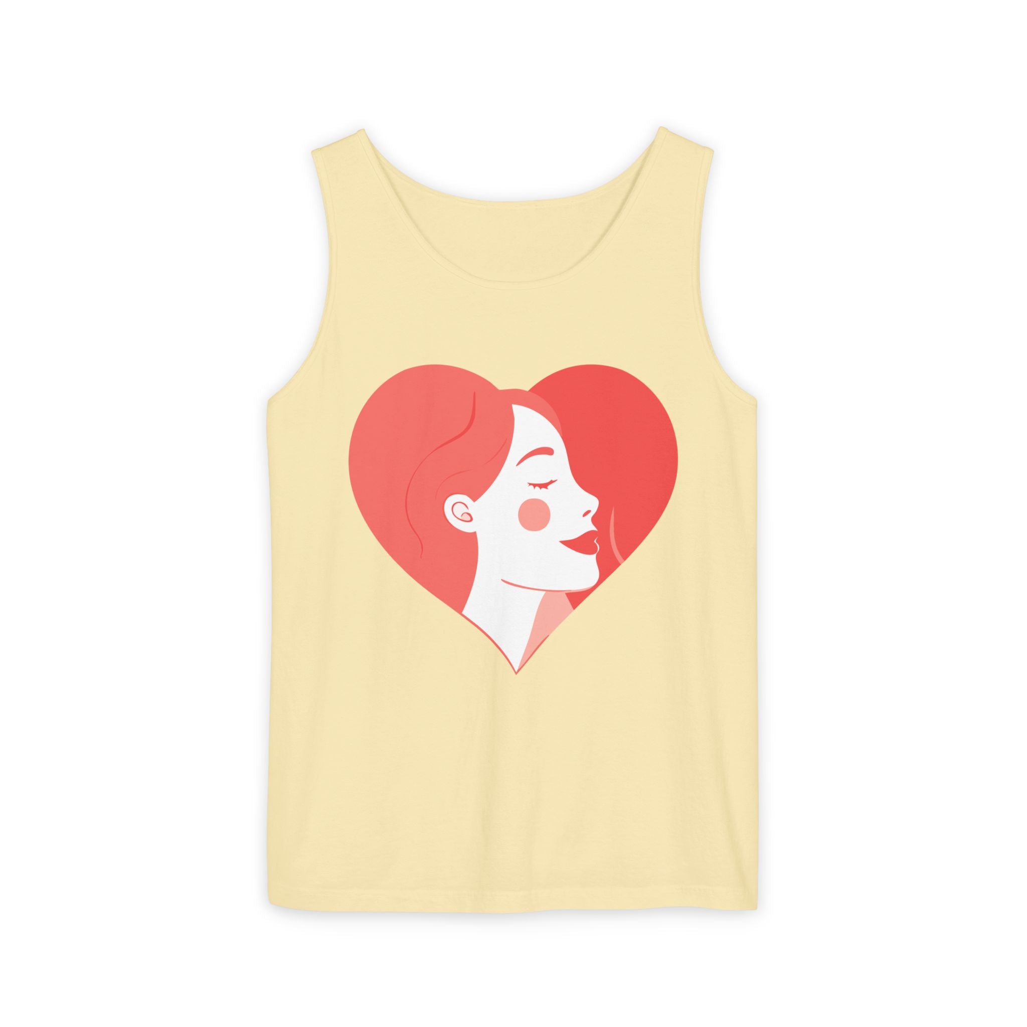 Heart Profile Tank Top — Minimal Feminine Love Graphic