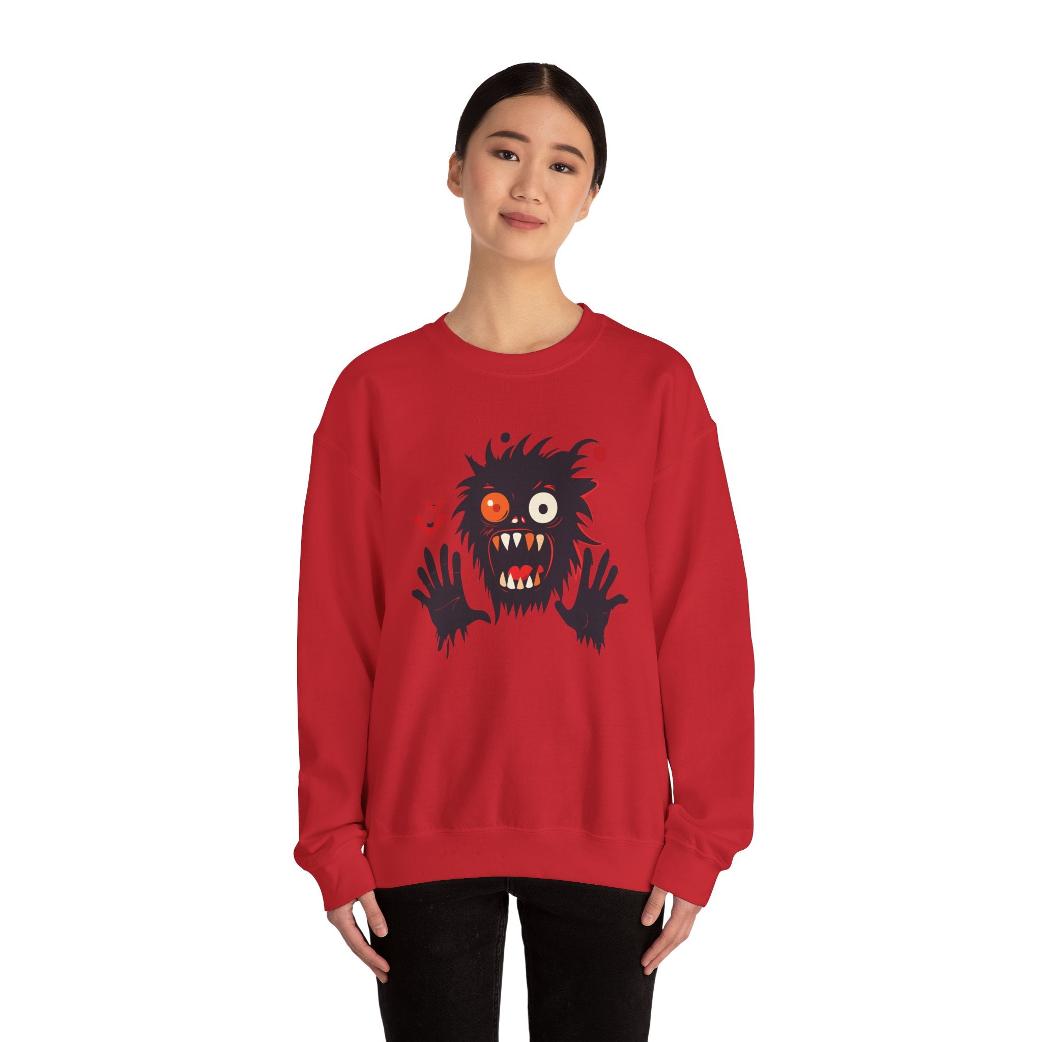Halloween Monster Crewneck Sweatshirt Spooky Cute Monster Graphic