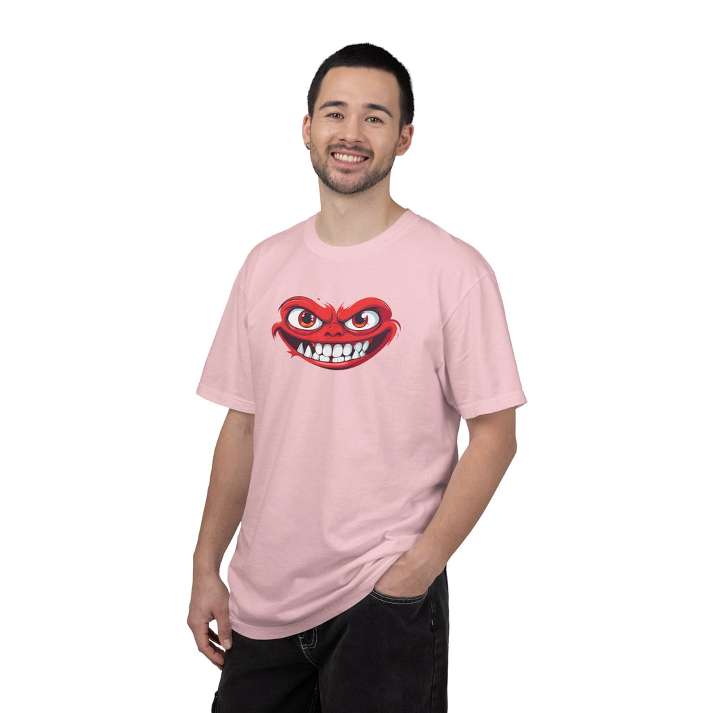 Angry Grin T-Shirt Red Mischievous Face Graphic Tee