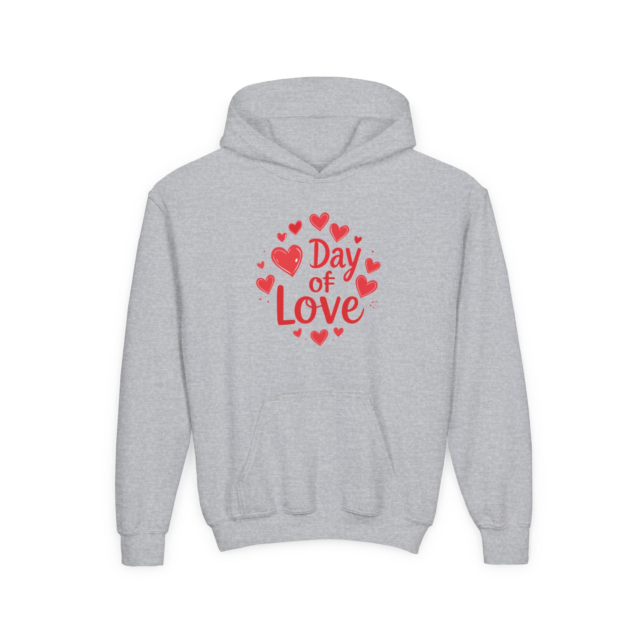 Youth Hoodie — "Day of Love" Kids Valentine’s Heart Pullover