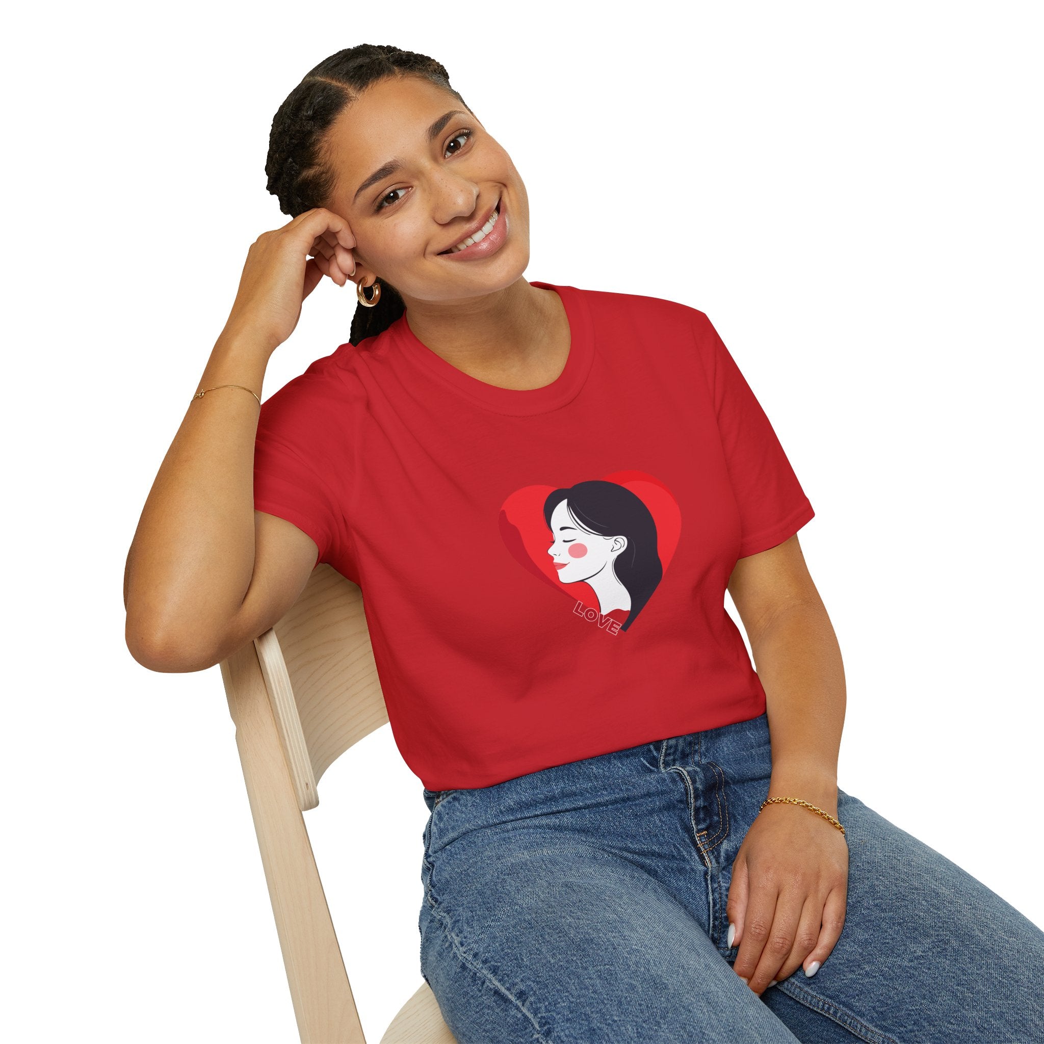 Love Heart Portrait T-Shirt Woman Face Profile
