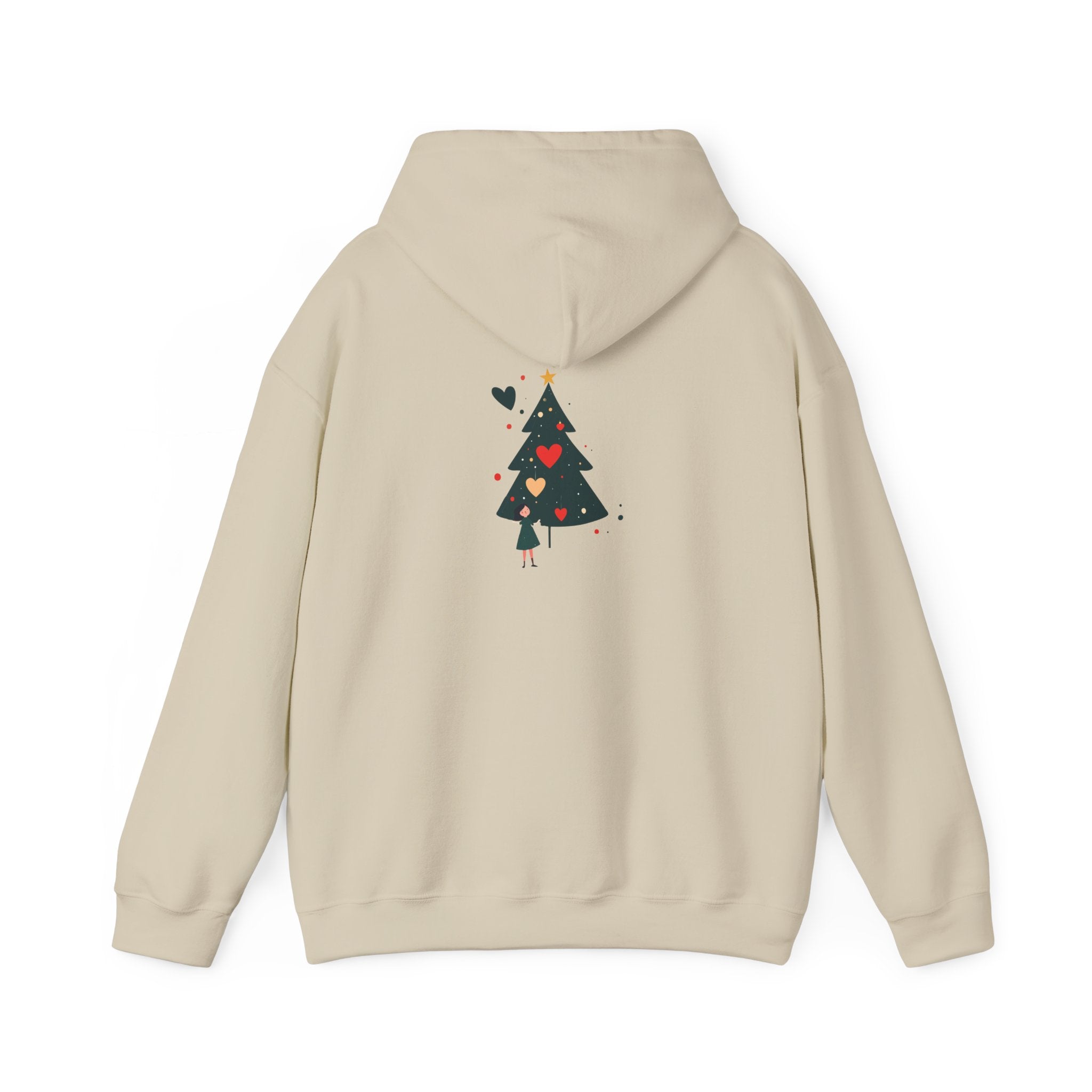 Christmas Tree Heart Hoodie — Cute Minimal Holiday Sweatshirt