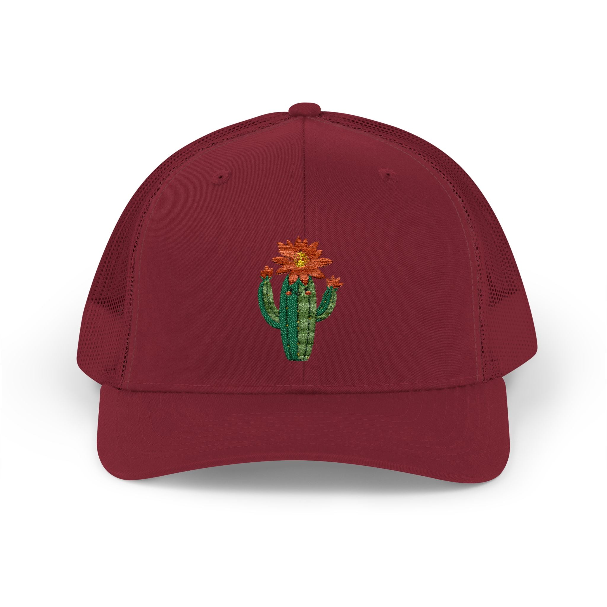 Cactus Flower Snapback Trucker Cap Embroidered Desert Bloom Hat