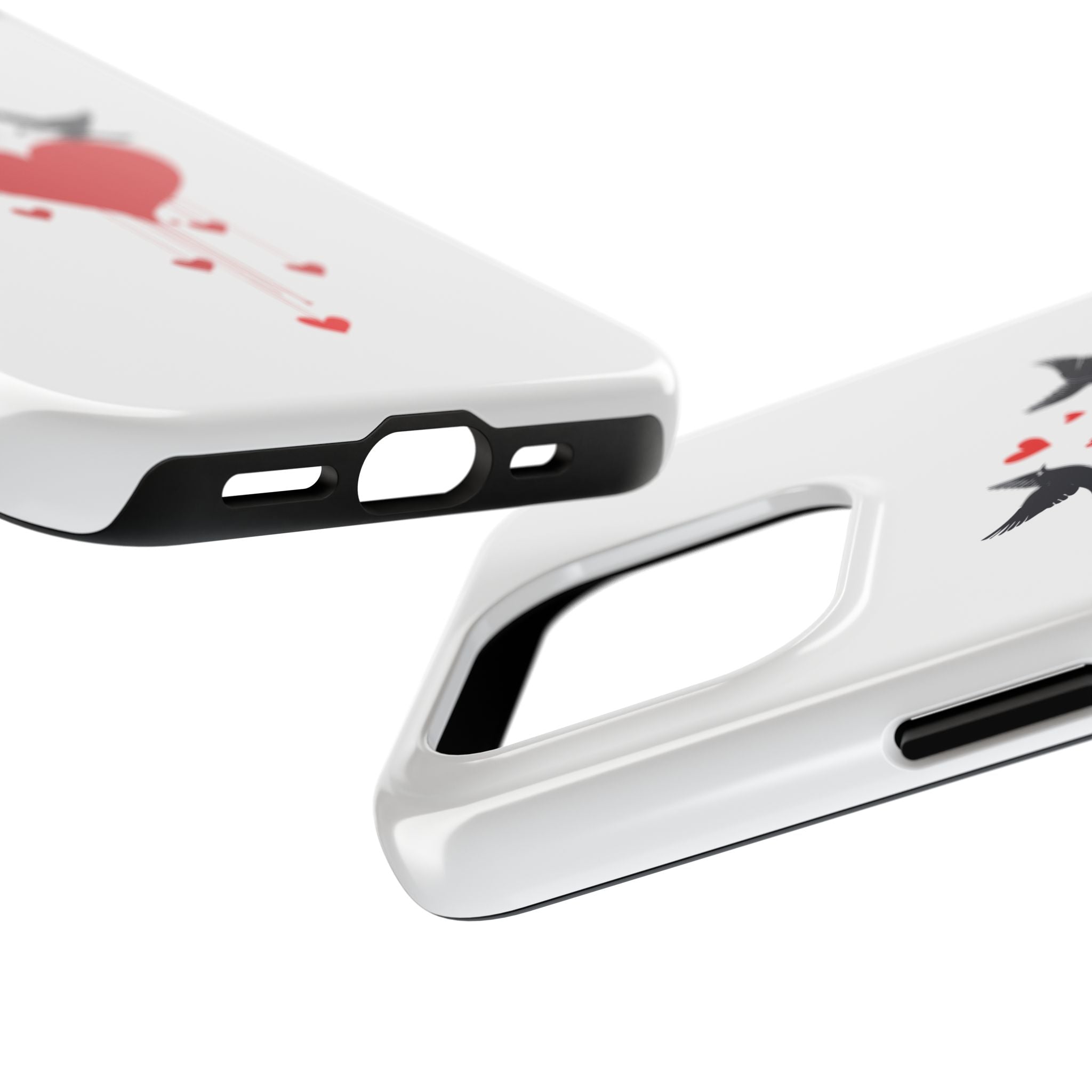 Tough Phone Case Red Dripping Heart with Doves Valentine's Protection