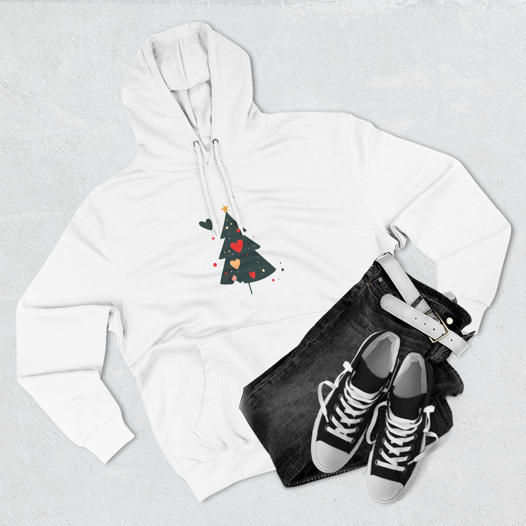 Christmas Tree Heart Hoodie – Cute Minimal Holiday Fleece Hoodie