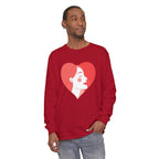 Heart Portrait Long Sleeve Tee — Romantic Red Lady Graphic