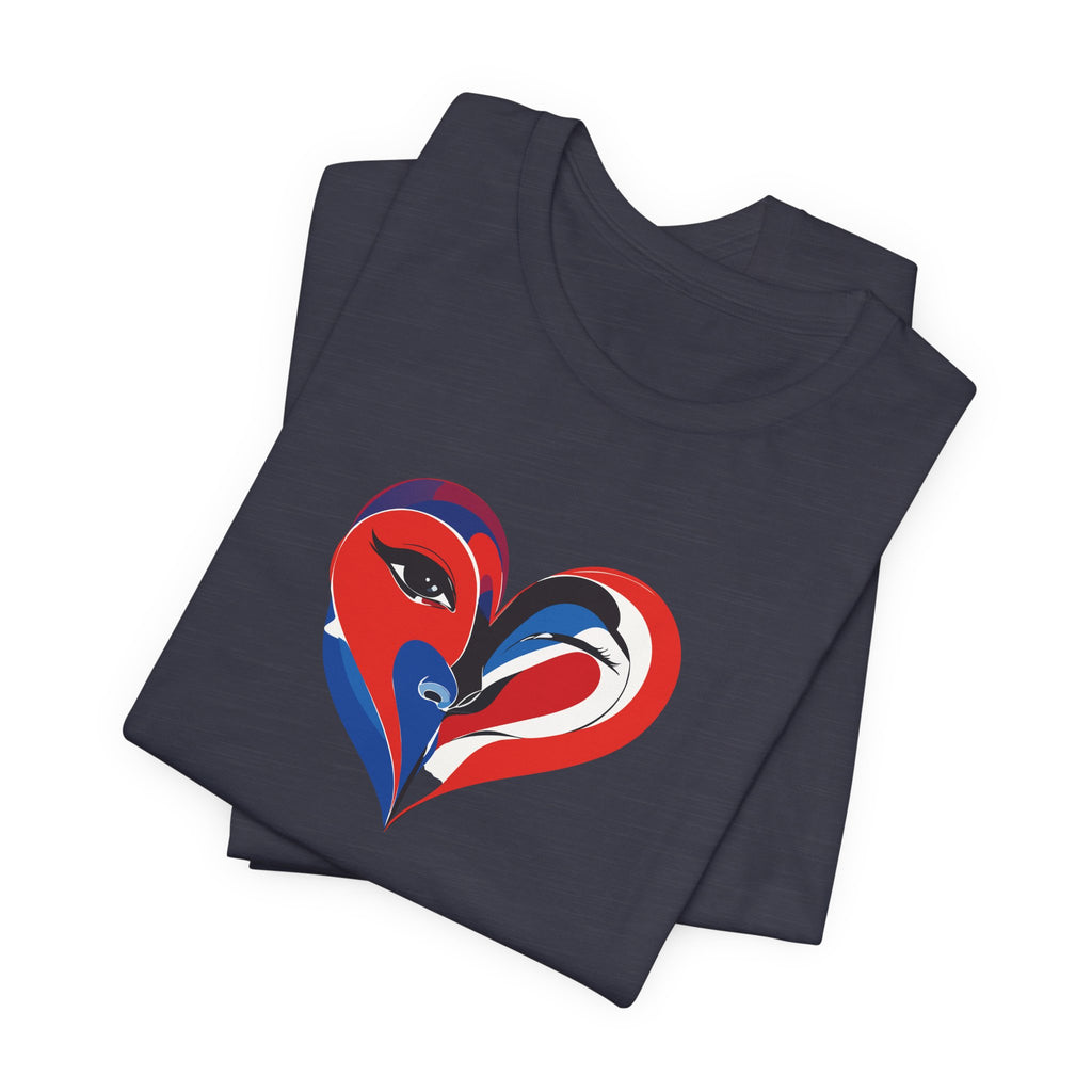 Heart Portrait Tee Romantic Face Heart Graphic T‑Shirt