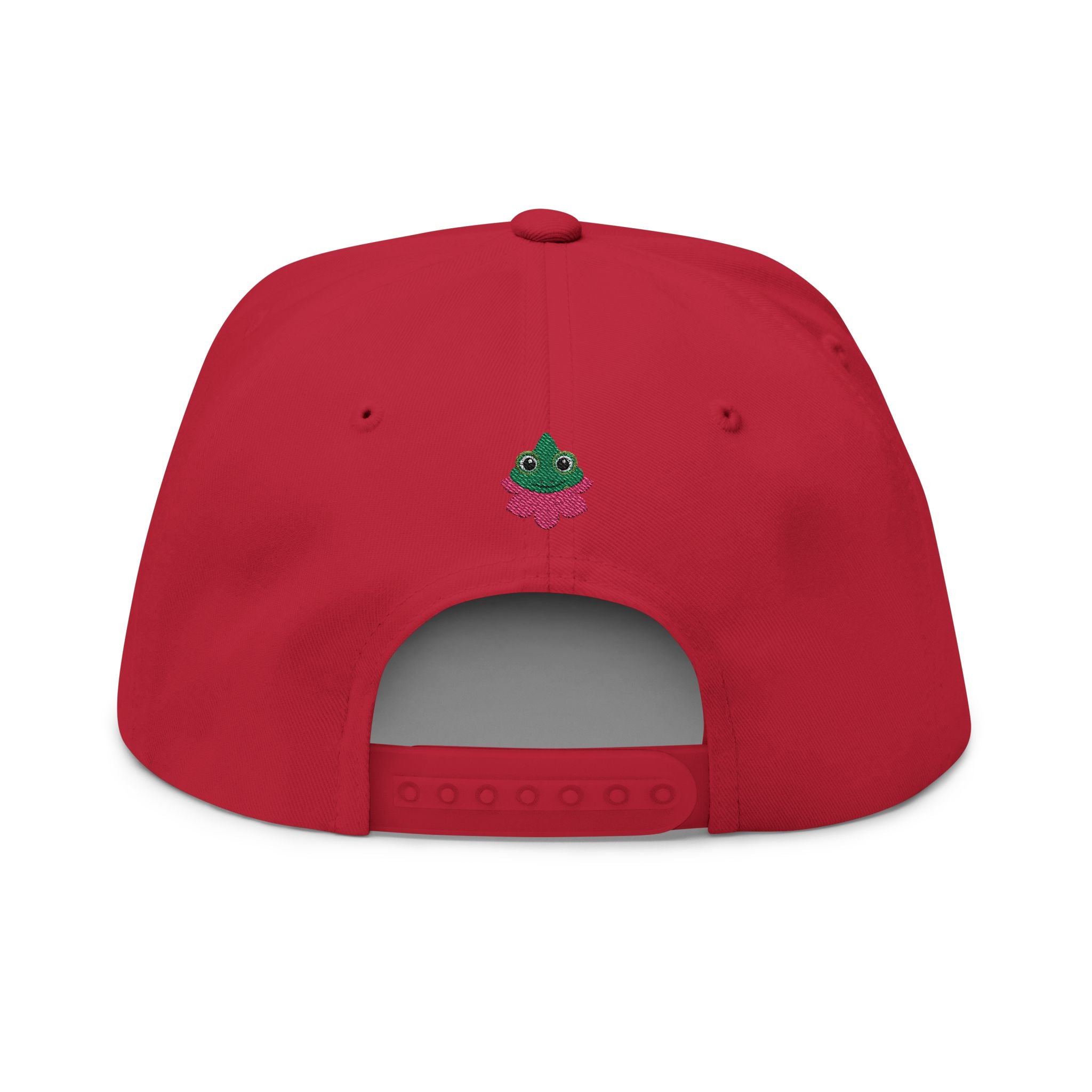 Red cap with 'Print it your way' text on a white background