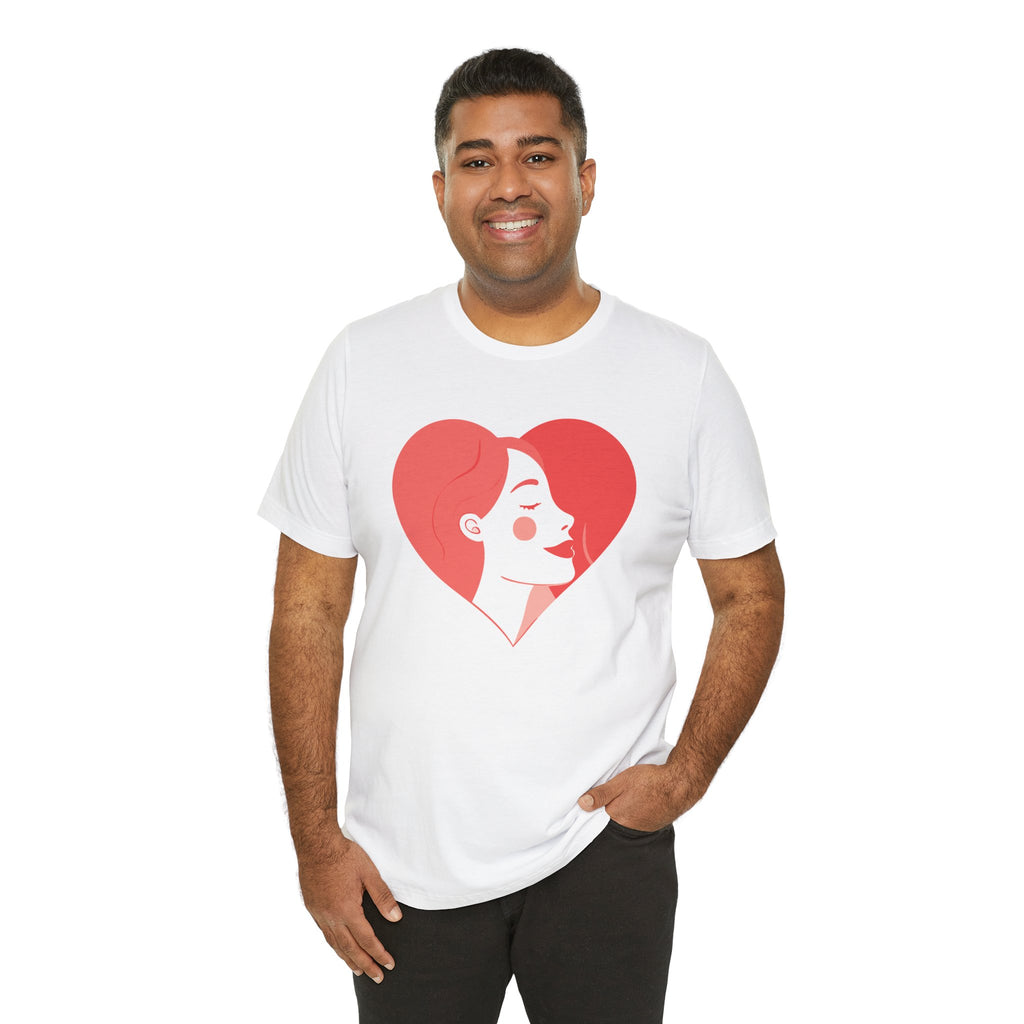 Heart Profile Tee - Minimal Romantic Woman Illustration T-Shirt
