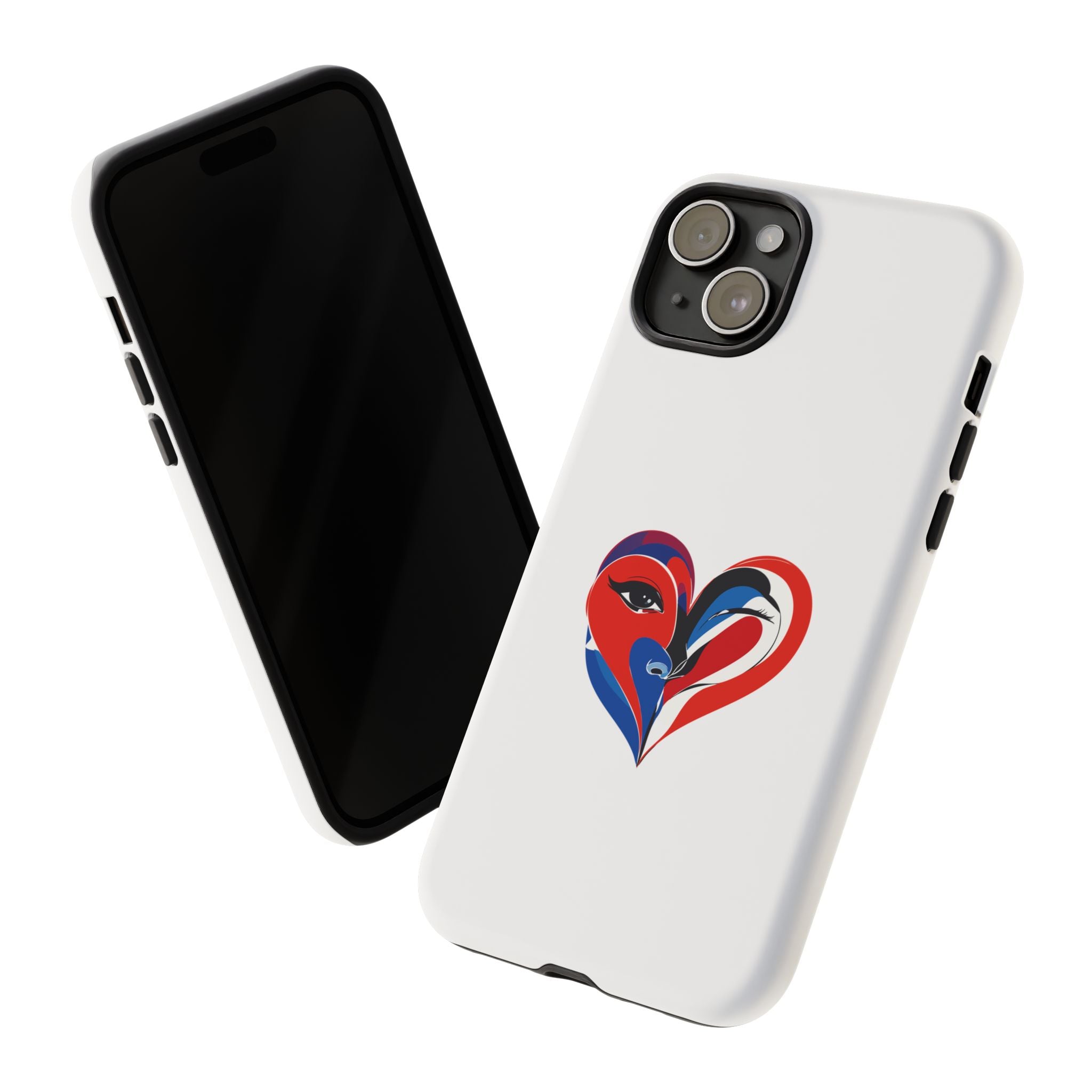 Heart Face Phone Case Red & Blue Abstract Love Design