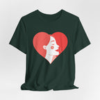Heart Profile Tee - Minimal Romantic Woman Illustration T-Shirt