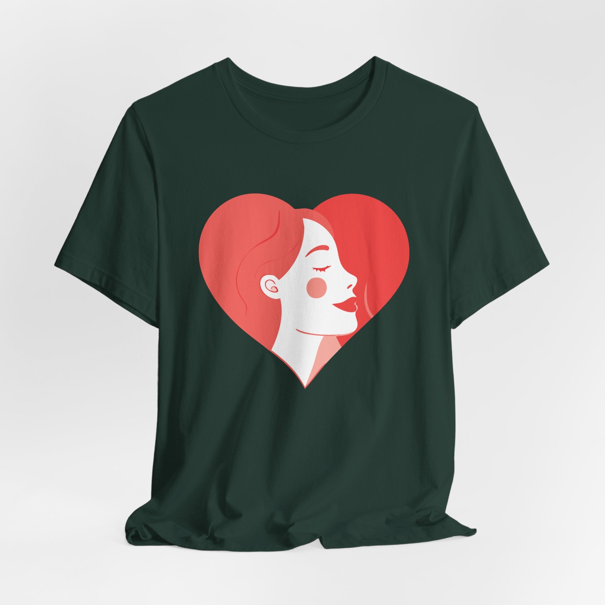 Heart Profile Tee - Minimal Romantic Woman Illustration T-Shirt