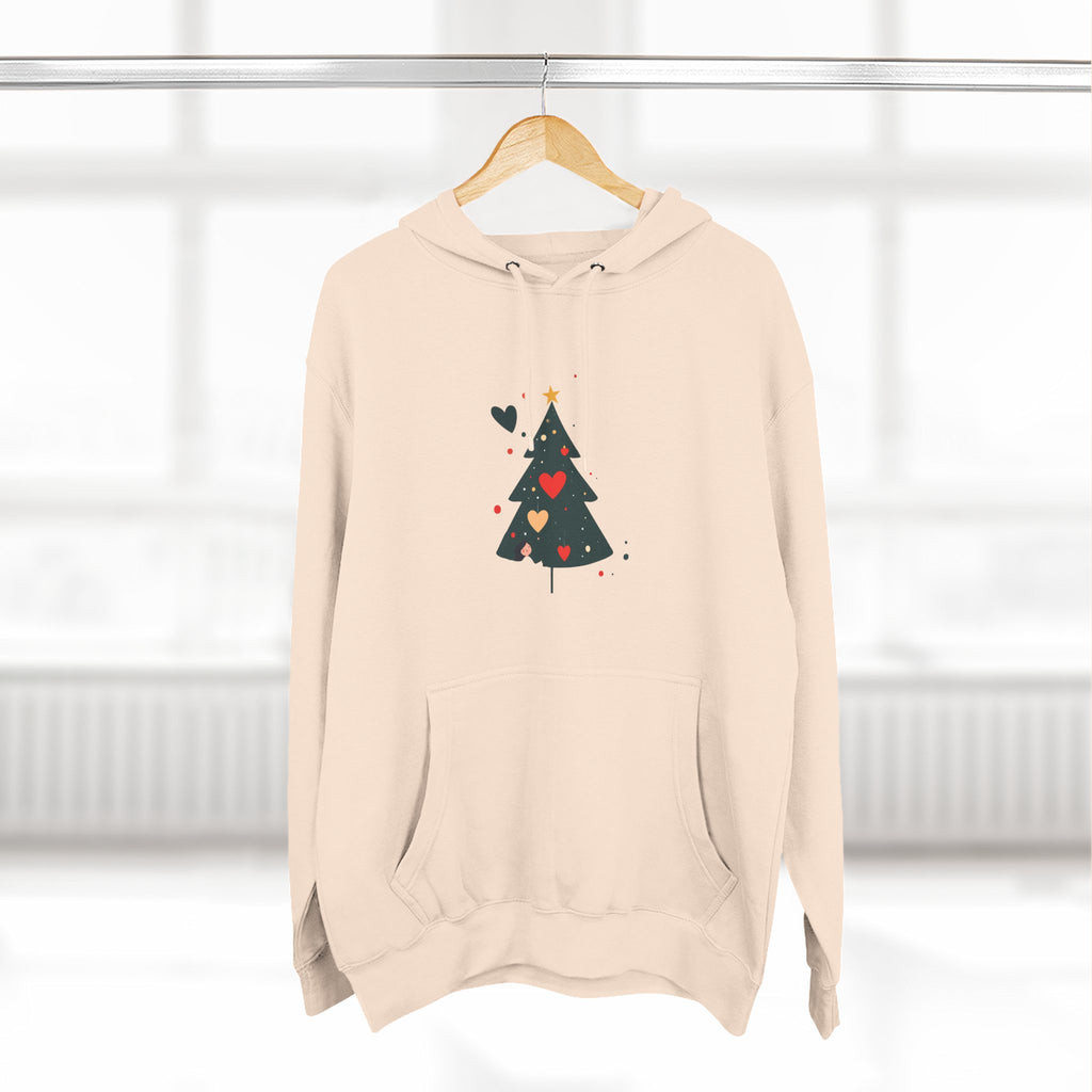 Christmas Tree Heart Hoodie – Cute Minimal Holiday Fleece Hoodie