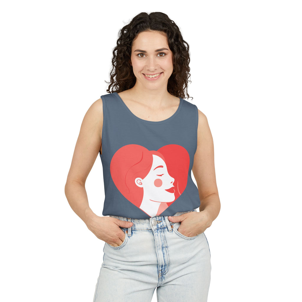 Heart Profile Tank Top — Minimal Feminine Love Graphic