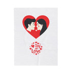 Valentine's Day Plush Blanket — 'Day of Love' Couple Heart Design
