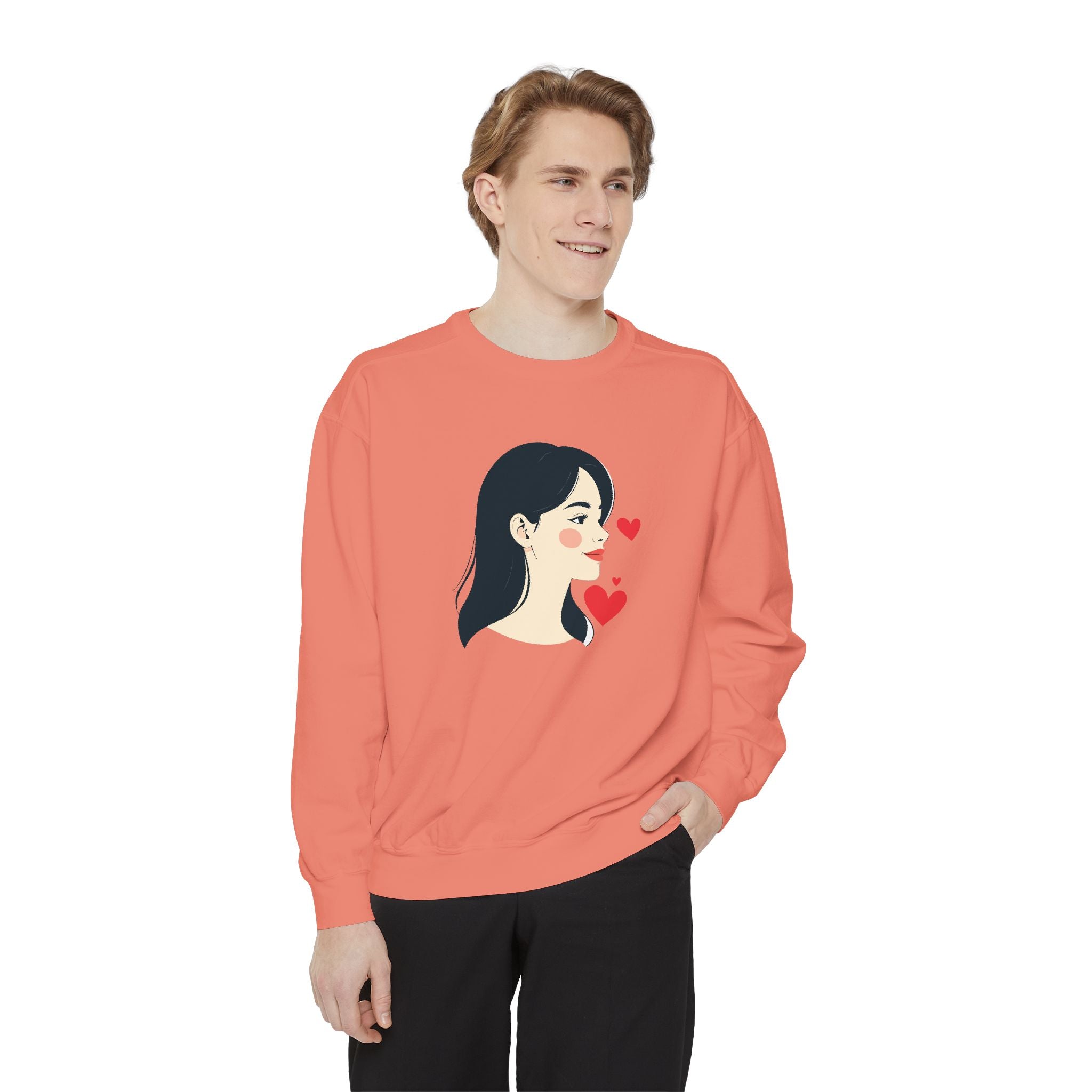 Heart Portrait Sweatshirt Artistic Dual-Face Love Graphic