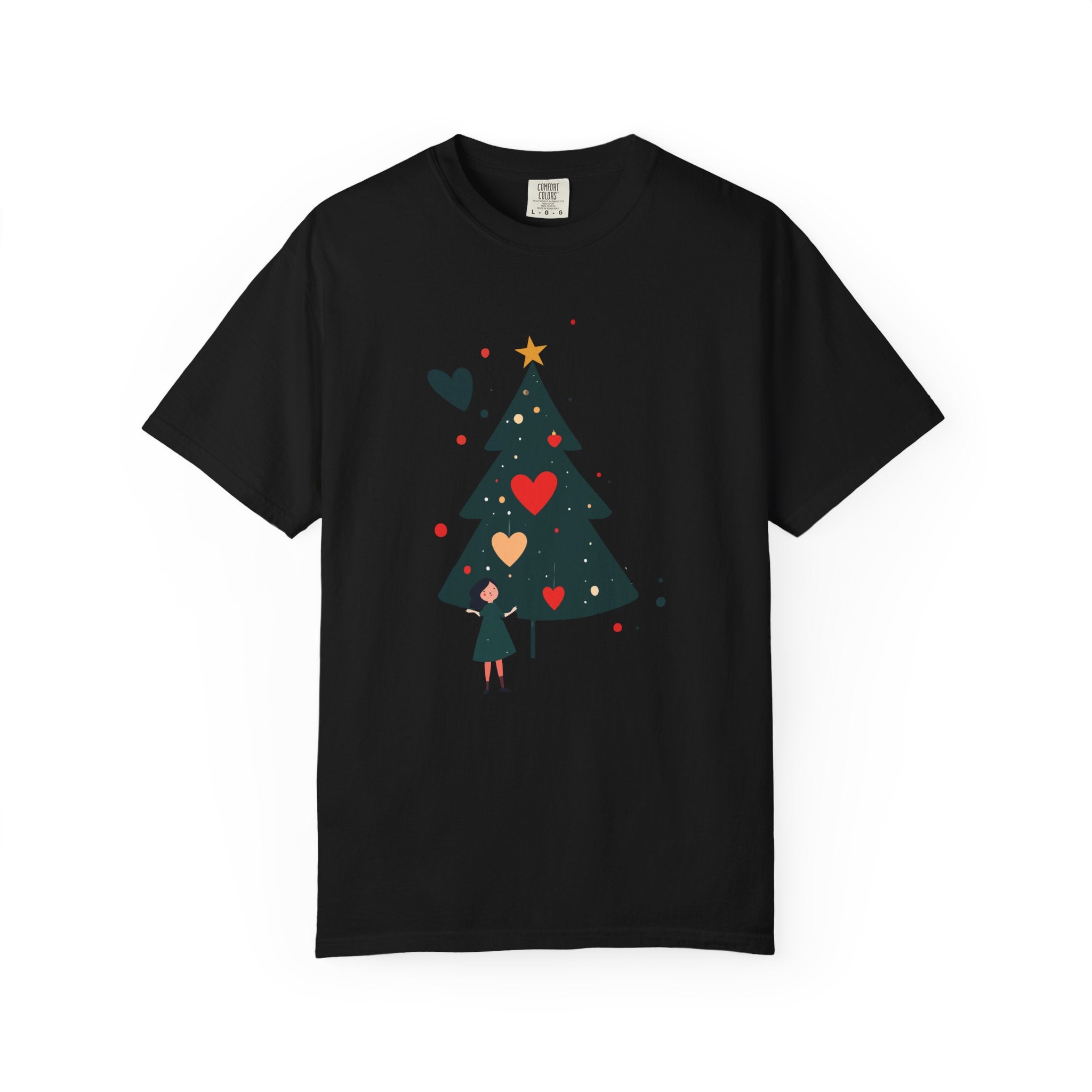 Christmas Tree Hearts T-Shirt — Cute Holiday Tree with Hearts Graphic