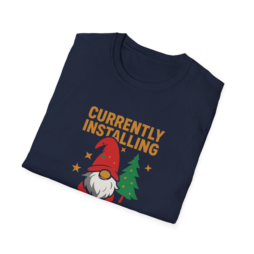Currently Installing Festive Updates Christmas T-Shirt Holiday Gnome Tee