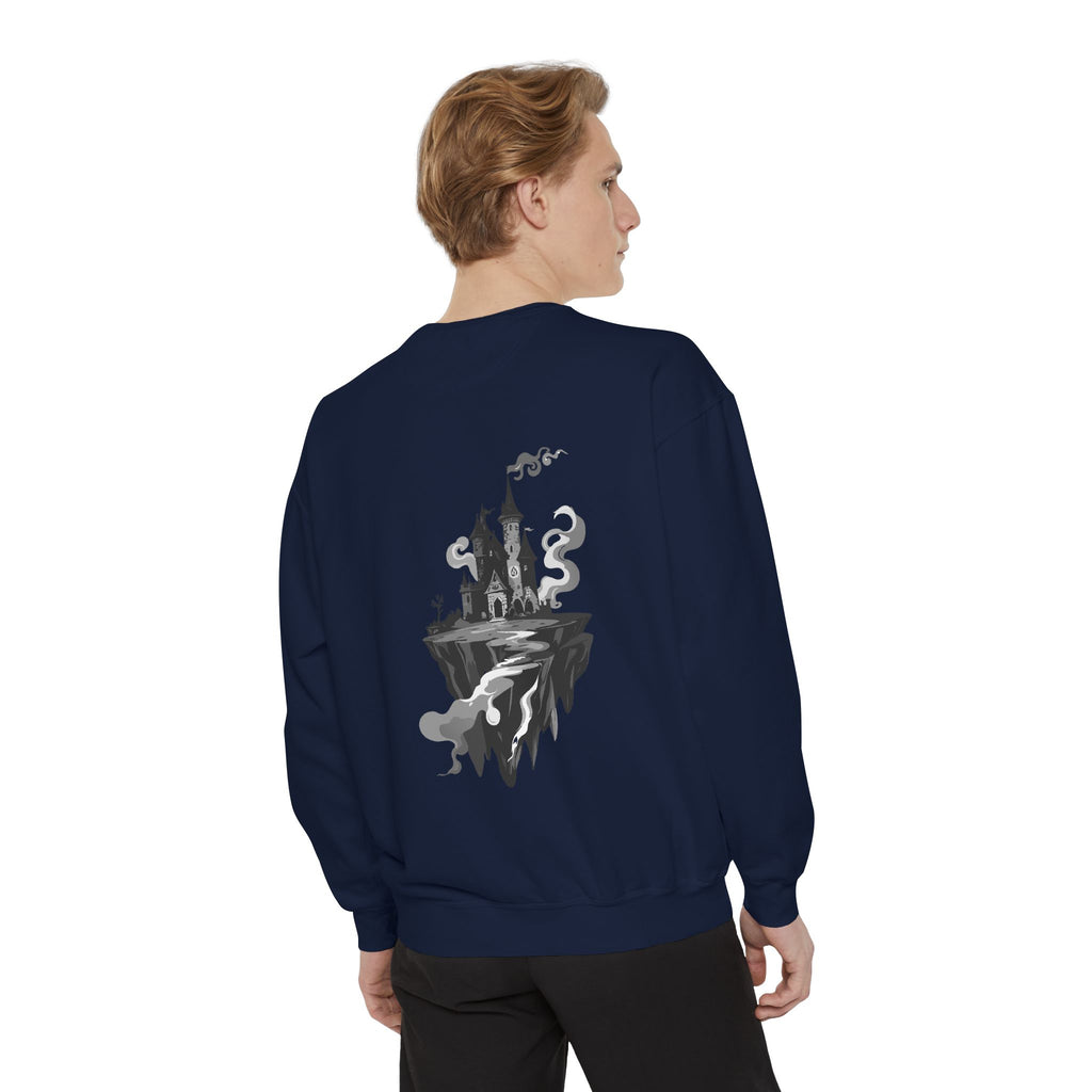 Floating Haunted Castle Sweatshirt Gothic Floating Island Crewneck