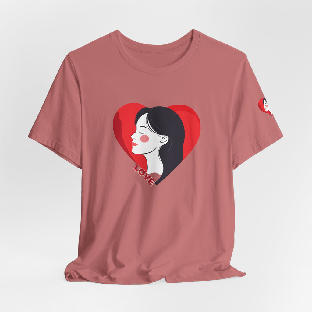 T-Shirt Retro Woman in Heart 'Love' Graphic Tee